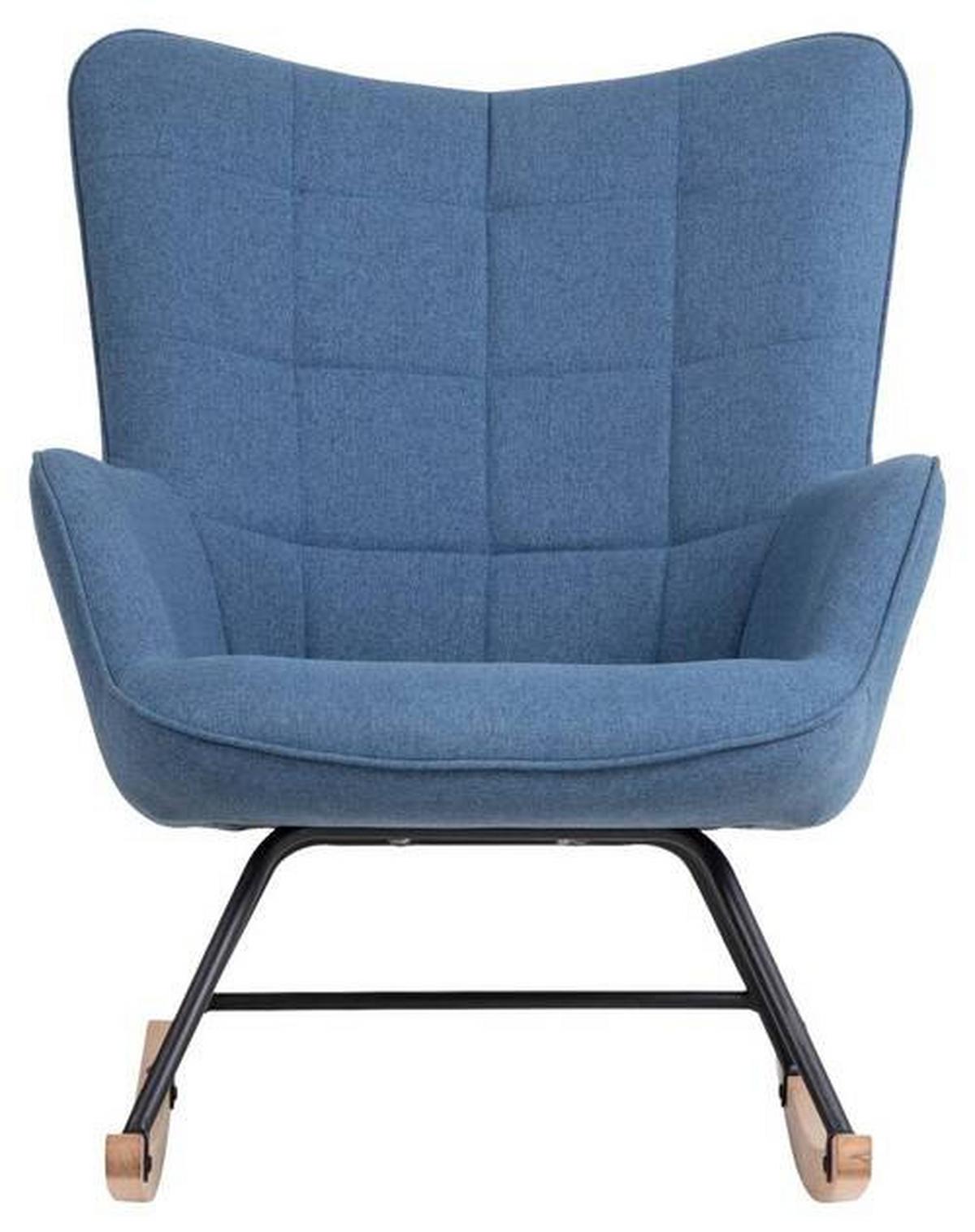 Schaukelstuhl mit Armlehnen Richie Echtholz/Webstoff Blau - Blau/Buchefarben, MODERN, Holz/Textil (72/92/92cm) - MID.YOU