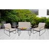 Loungegarnitur Lexila 4-Teilig Creme - Creme/Schwarz, MODERN, Glas/Kunststoff - Gardenson