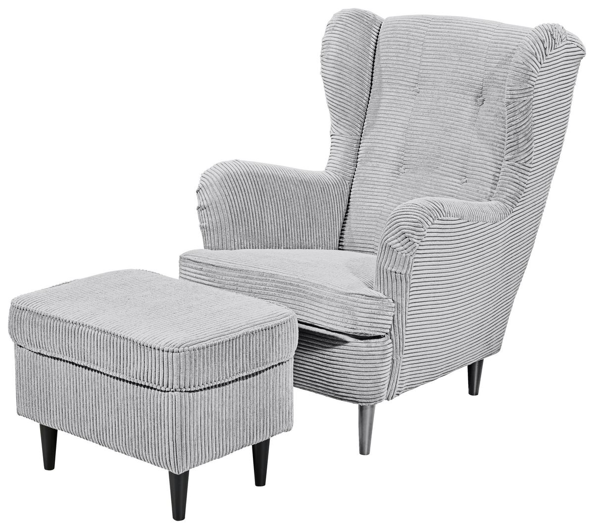 Hocker Oskar Hellgrau B: 63 cm - Hellgrau/Schwarz, Basics, Textil (63/43/42cm) - MID.YOU