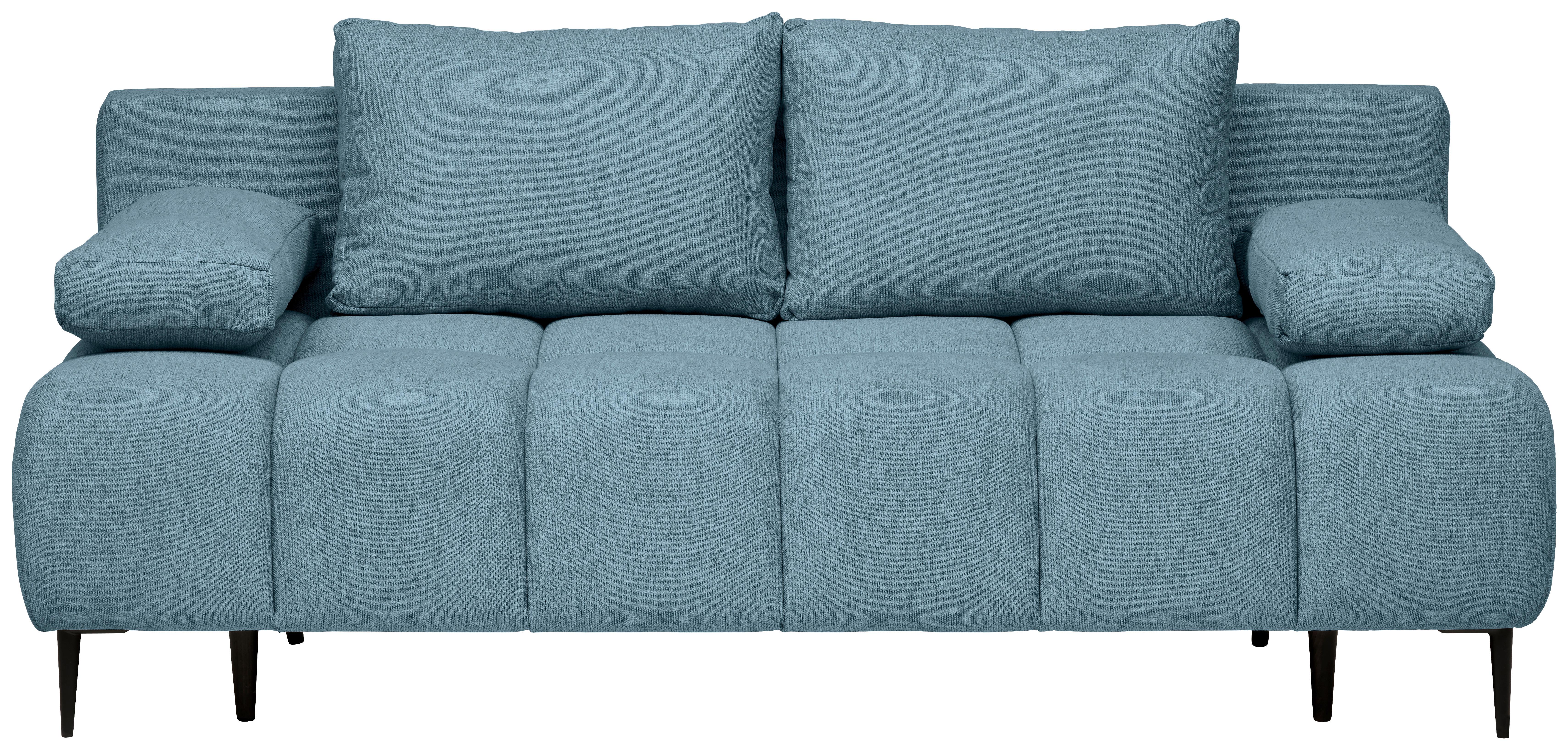 Schlafsofa Bobbio Blau B: 204cm - Blau/Schwarz, MODERN, Textil (204/90/95cm) - MID.YOU
