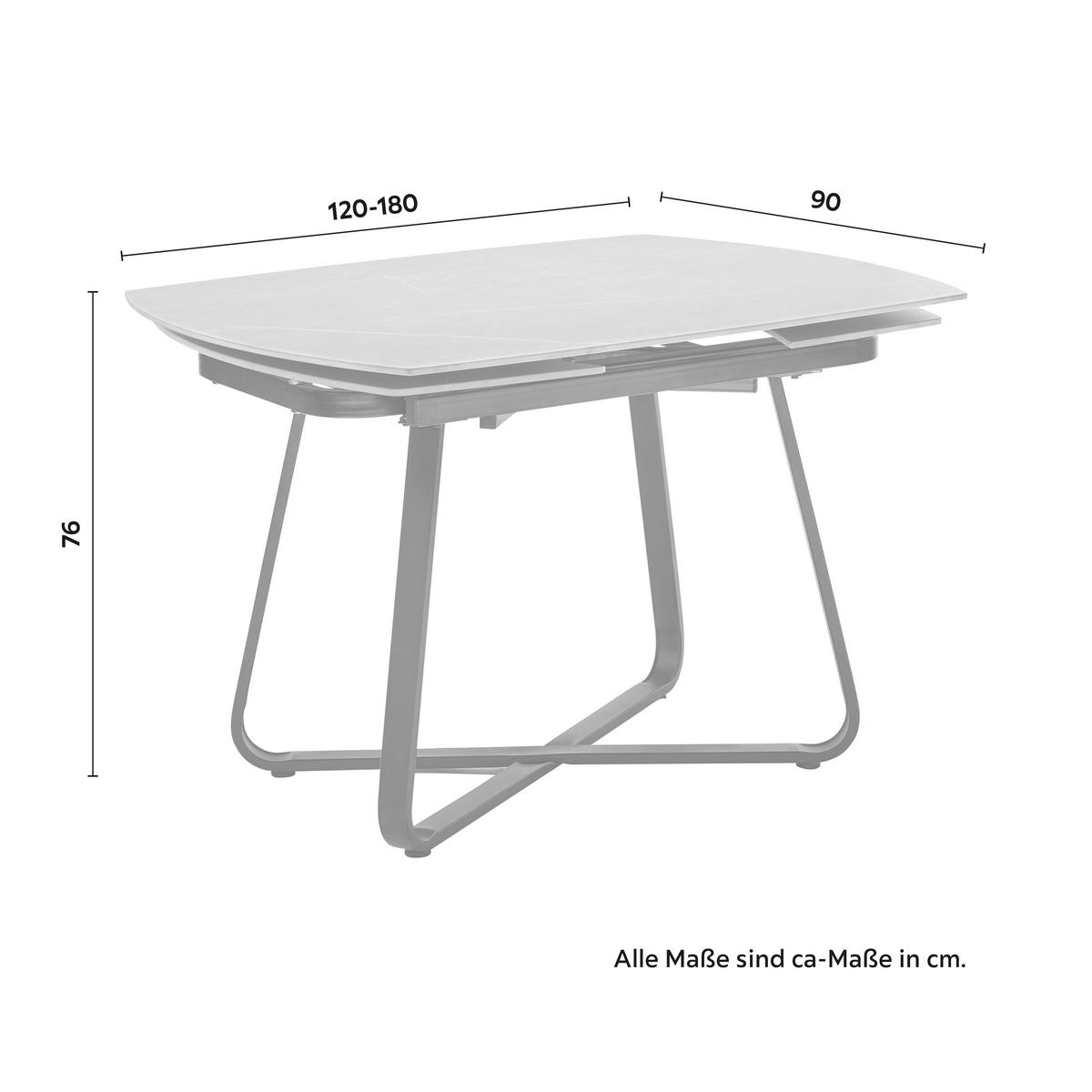 Rozkládací jídelní stůl Matera 160-220 cm - černá, Moderní, kov/keramika (120-180/90/76cm) - Bessagi Home