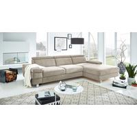 Ecksofa Elvis, Greige S: 259x182 Cm - Greige/Silberfarben, KONVENTIONELL, Textil (259/182cm) - Trendmanufaktur
