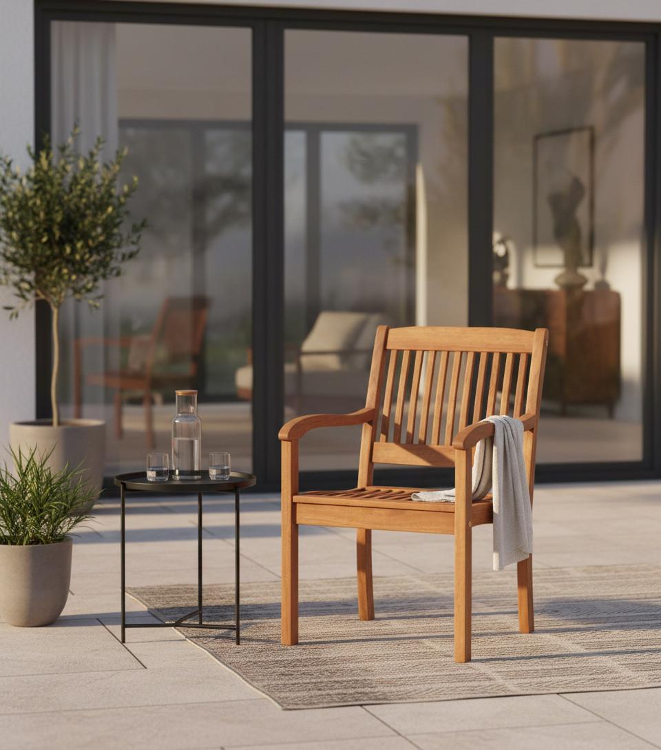 Gartensessel Maracaibo Echtholz Eukalyptusholz - Naturfarben, KONVENTIONELL, Holz (57,5/107/118cm) - Gardenson