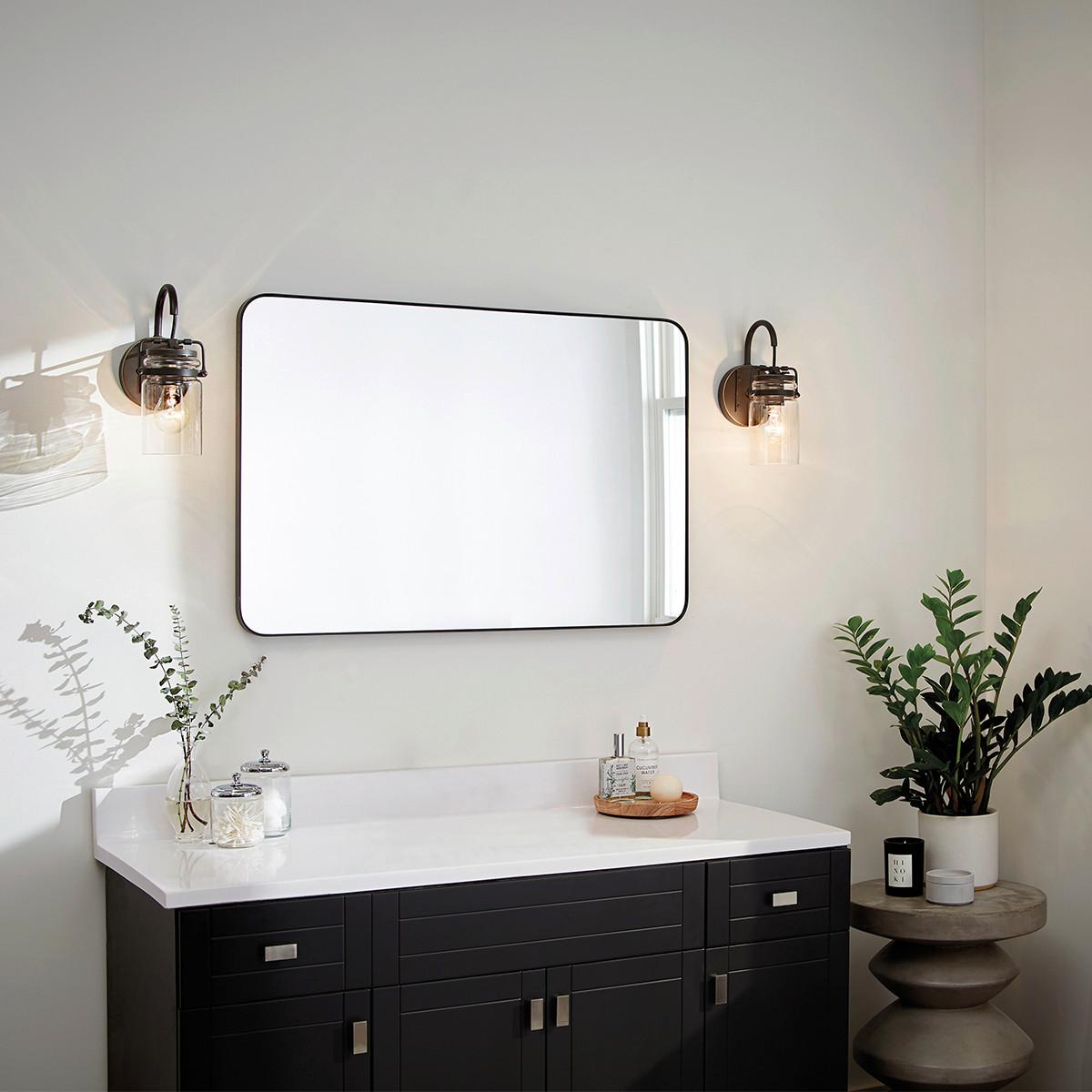 Wandleuchte Brinley 1-flammig Bronzefarben - Bronzefarben, Design, Glas/Metall (15,9/12,7/29,2cm) - Elstead Lighting