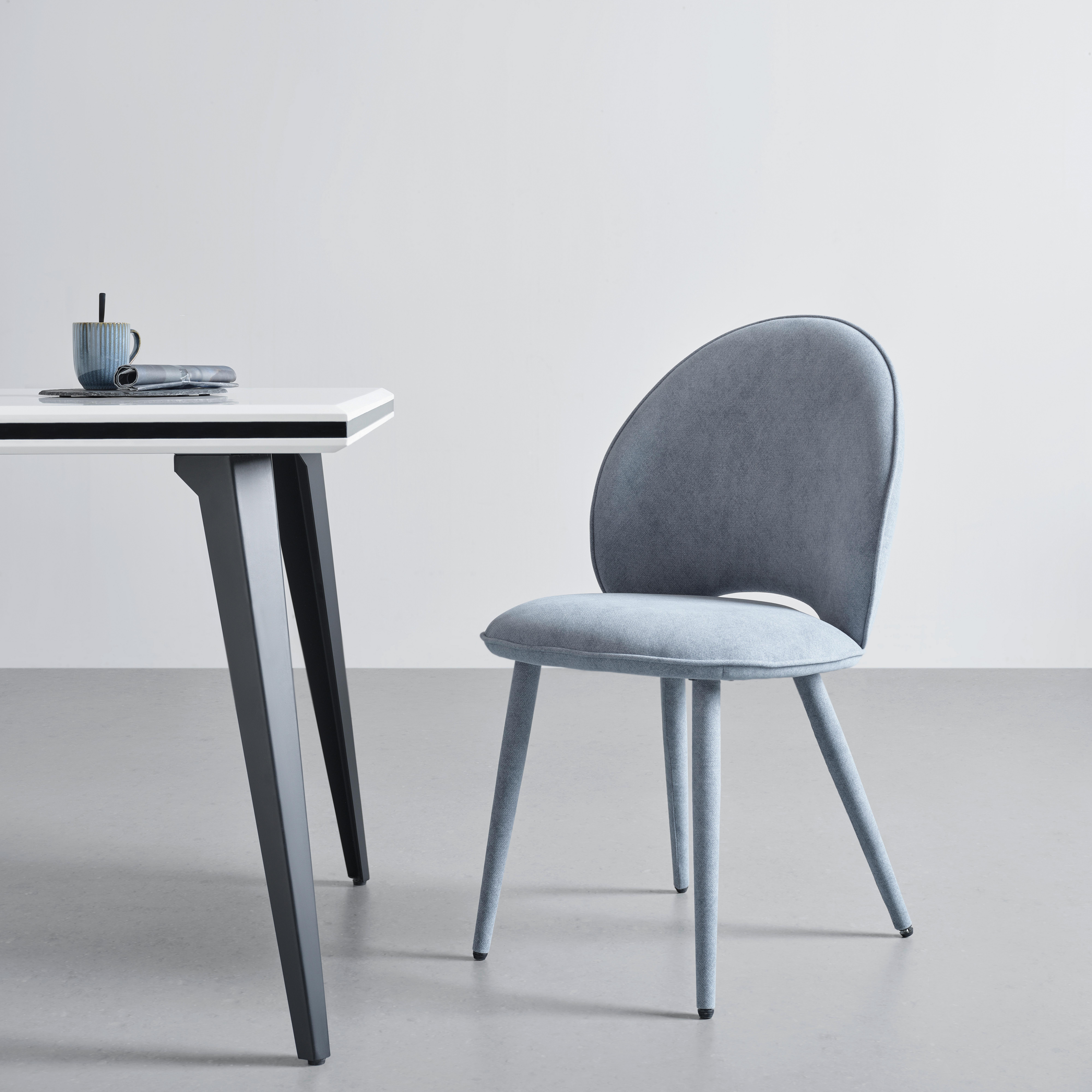 Esszimmerstuhl Lavik Hellblau Echtholz Beine, Gepolstert - Hellblau, MODERN, Holz/Textil (50/87/58,5cm) - Livetastic