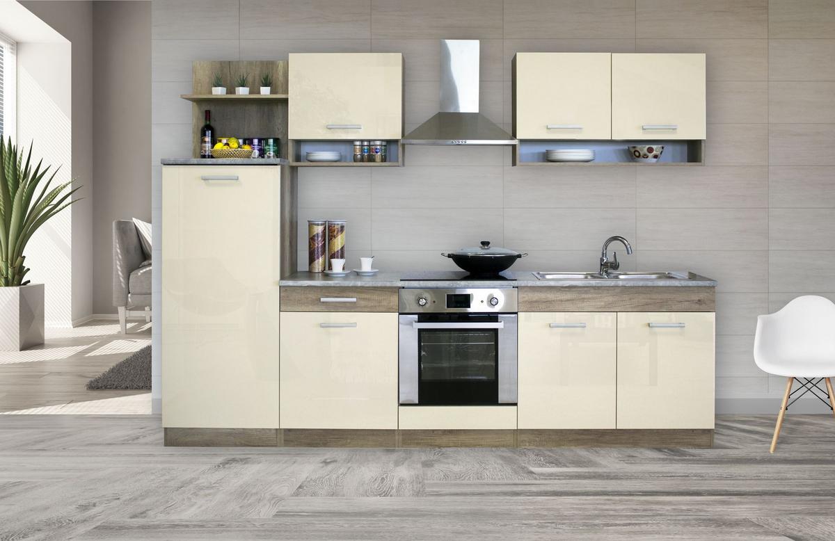 Konyhablokk Bravo *top Ár* - bézs/tölgyfa, Modern, műanyag/fa - Best Price