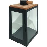 Laterne Annabel - Schwarz/Naturfarben, KONVENTIONELL, Glas/Holzwerkstoff (16/16/29cm) - Luca Bessoni