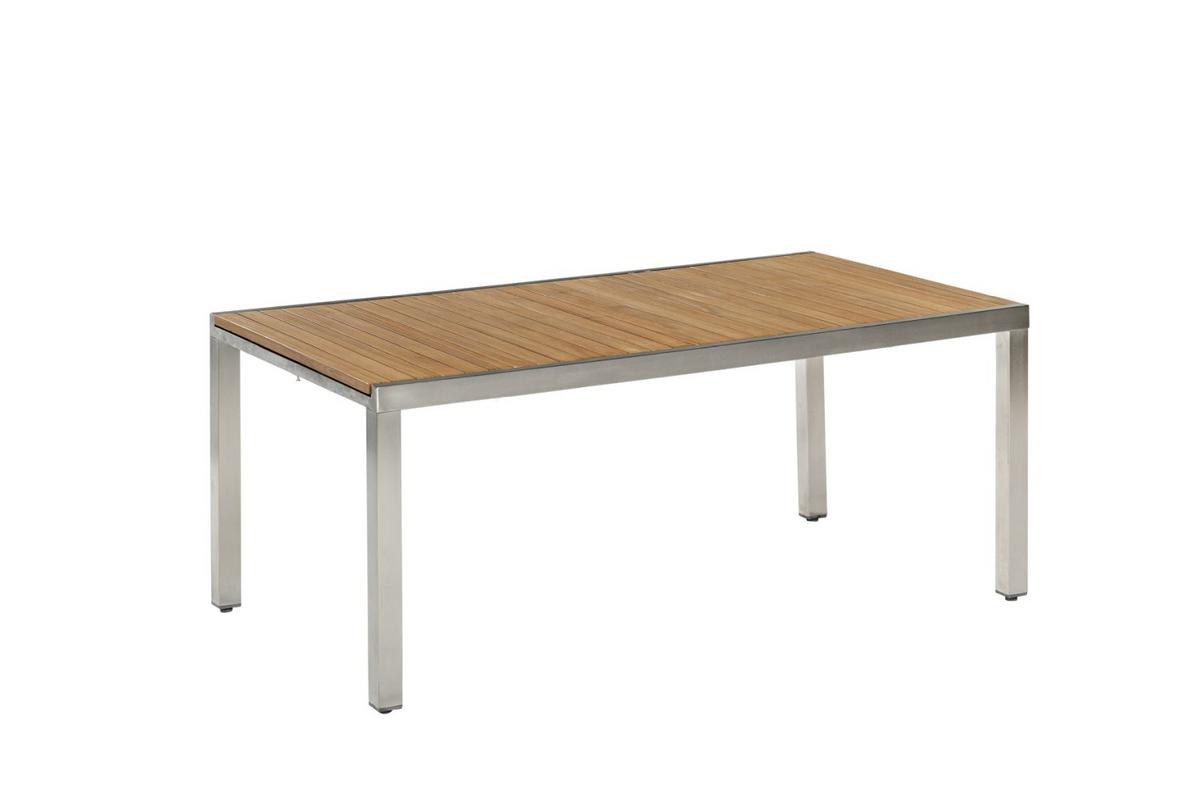 Gartengarnitur 7-Tlg. Keros Holz/Metall - Silberfarben/Akaziefarben, KONVENTIONELL, Holz/Metall - Gardenson