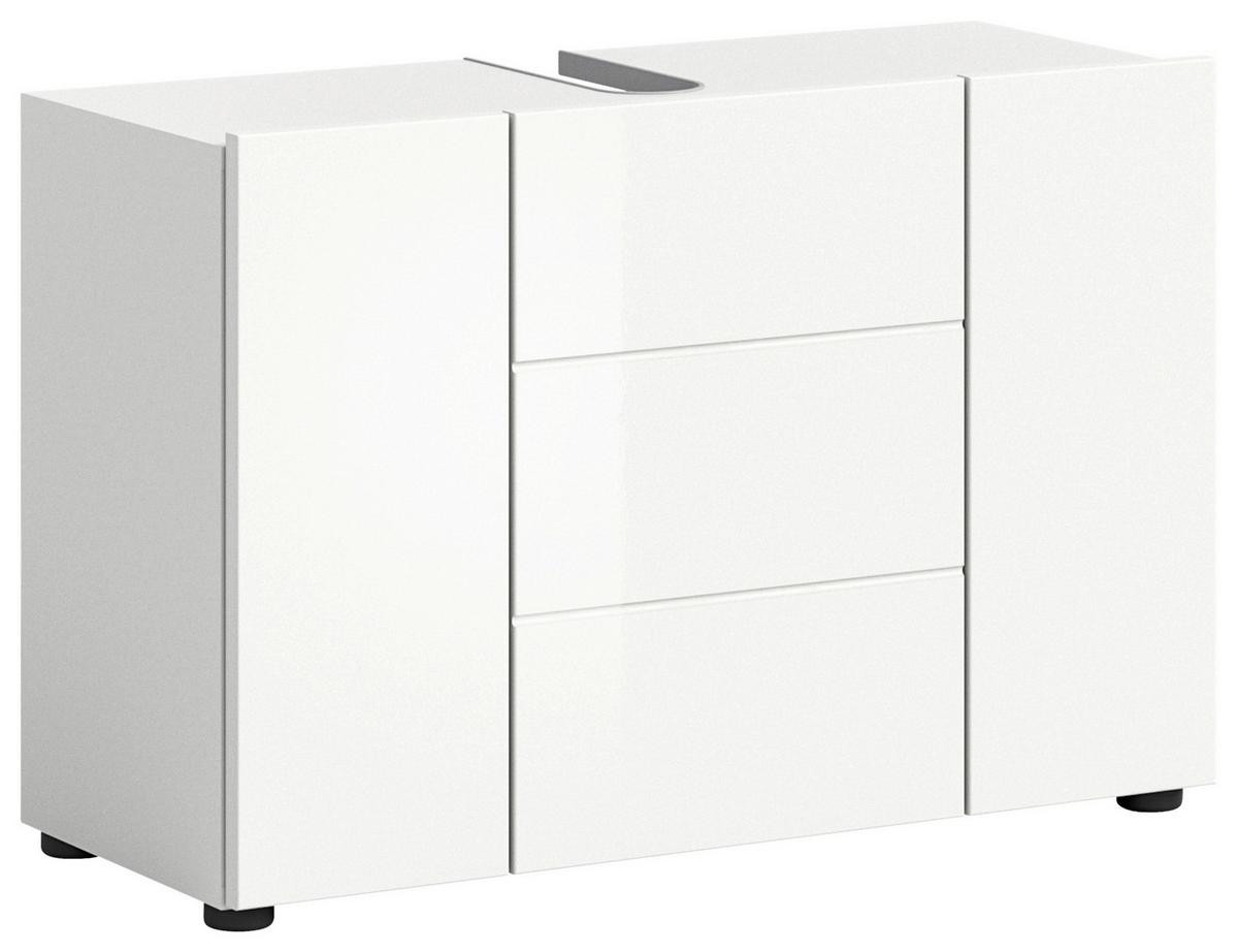 Badezimmer Vira - Weiß Hochglanz/Schwarz, MODERN, Holzwerkstoff (82cm) - MID.YOU