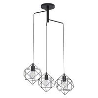 Hängeleuchte Straiton H: 110cm 3-Flamming, Stahl Schwarz Matt - Schwarz, Design, Metall (64,5/110cm) - Eglo