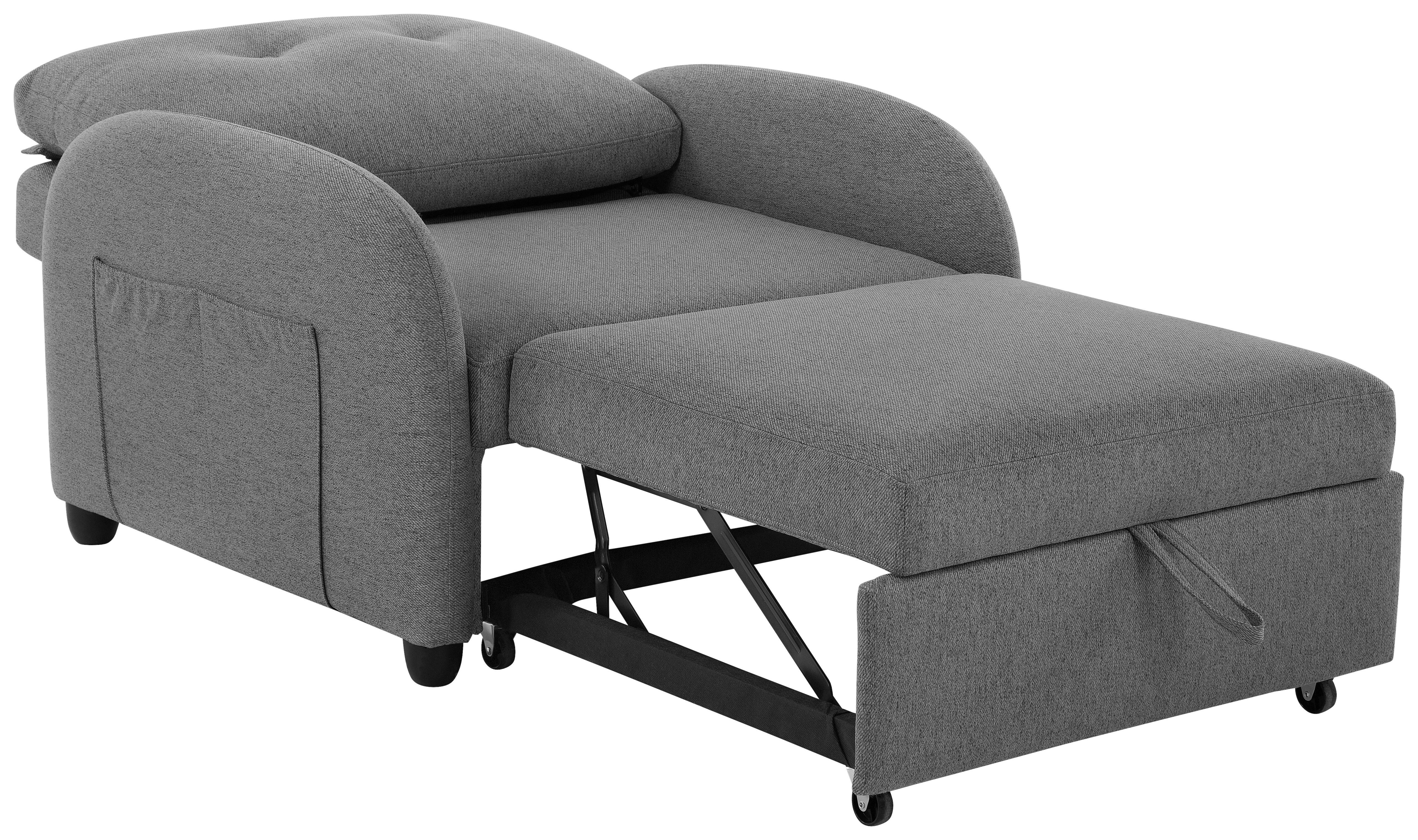 Rozkladacie kreslo COSMO, tmavosivá, max. 120 kg - čierna/tmavosivá, Design, textil/plast (102/94/95cm) - Livetastic