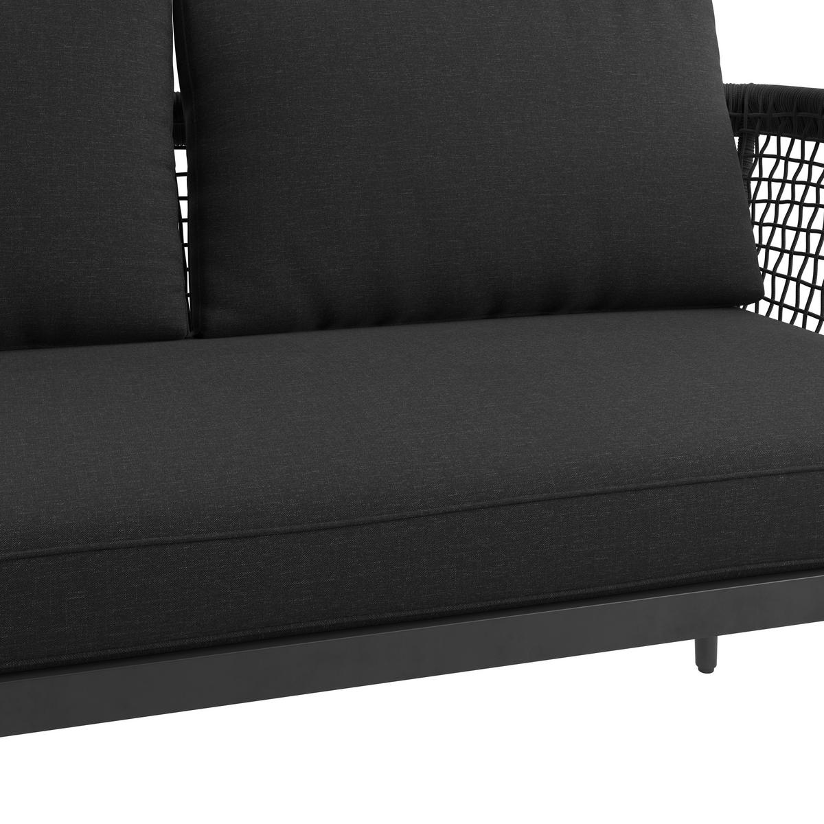 Loungegarnitur Nara - Schwarz/Akaziefarben, MODERN, Glas/Holz (185/146,5cm) - Beldano