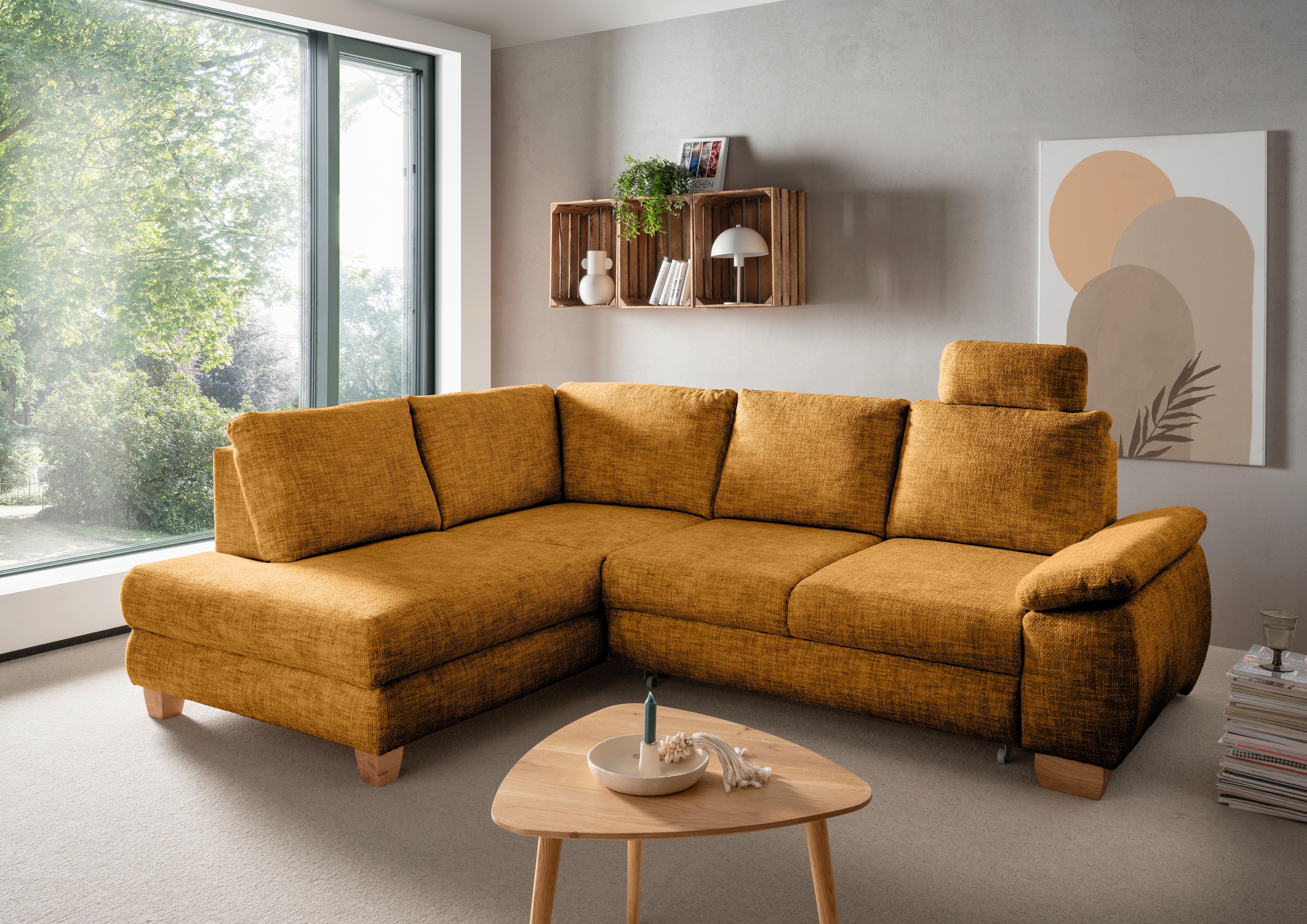 Eckschlafsofa Positano Goldfarben S: 206x265 Cm - Wildeiche/Goldfarben, MODERN, Textil (206/265cm) - Livetastic