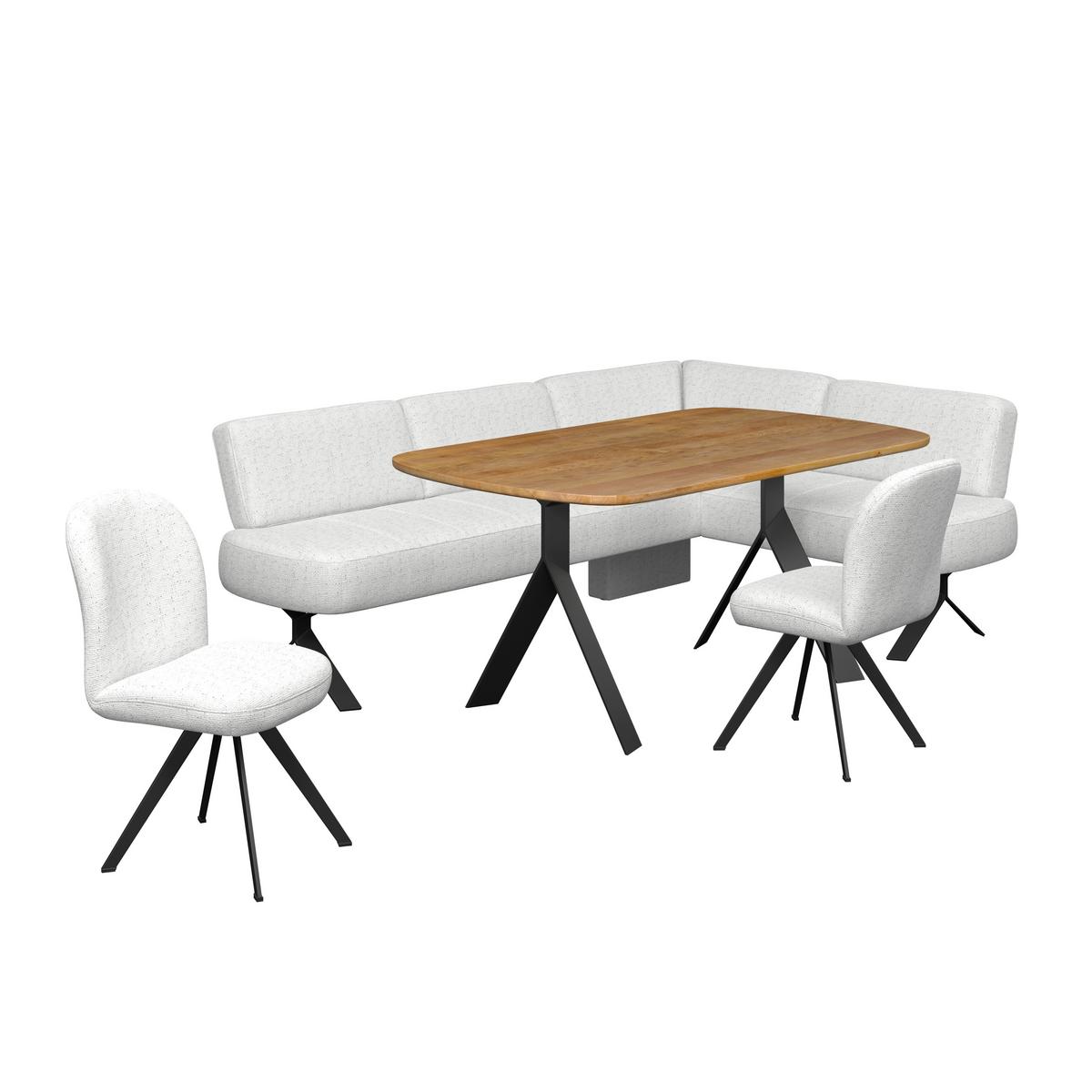 Eckbank weiß/Metallbeine Ulmo 248x176 cm - Schwarz/Weiß, MODERN, Textil/Metall (248/176cm)