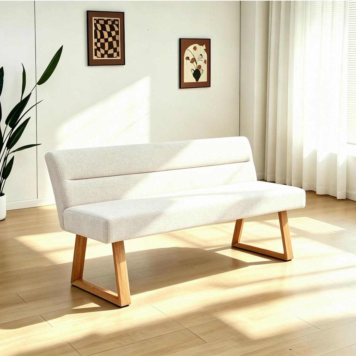 Sitzbank Linnea Eichefarben/Beige B: 140 cm - Eichefarben/Beige, MODERN, Holz/Textil (140/82/61cm) - Livetastic