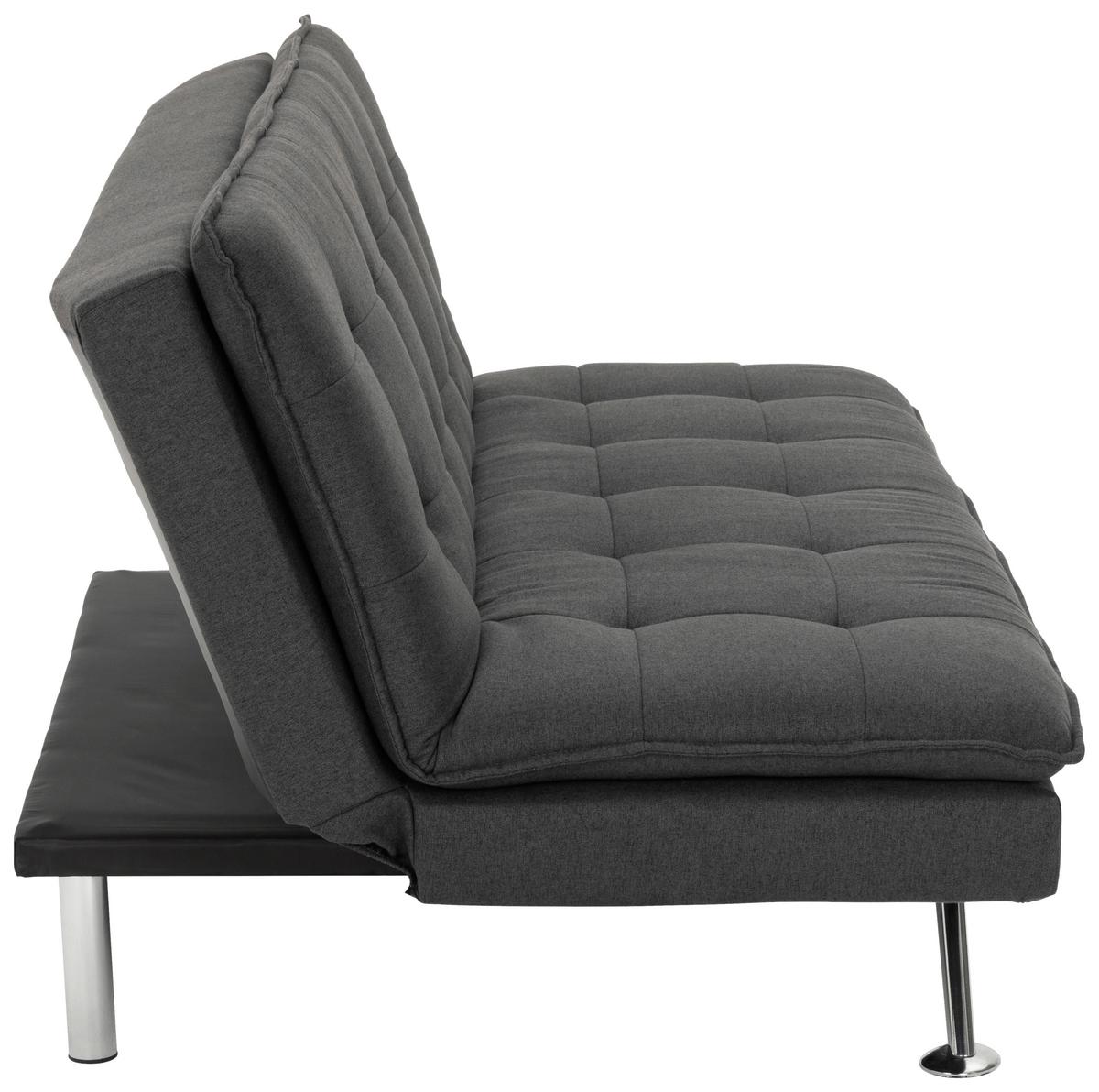 Schlafsofa Turin - Dunkelgrau/Silberfarben, Basics, Textil (194/87/102cm) - MID.YOU
