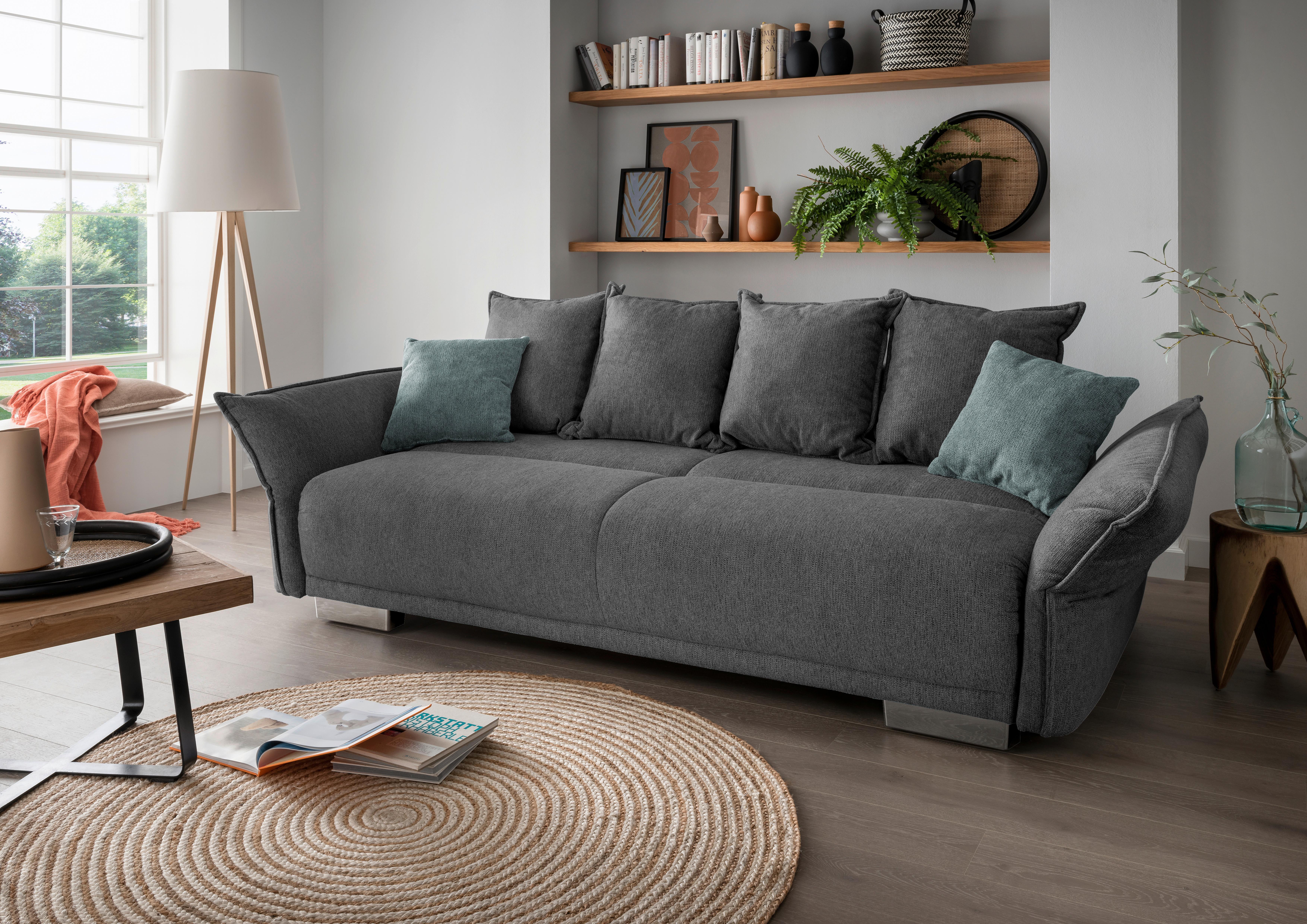 Bigsofa Pera, Anthrazit B: 242 cm - Chromfarben/Anthrazit, MODERN, Textil (242/71/90/131cm) - Livetastic