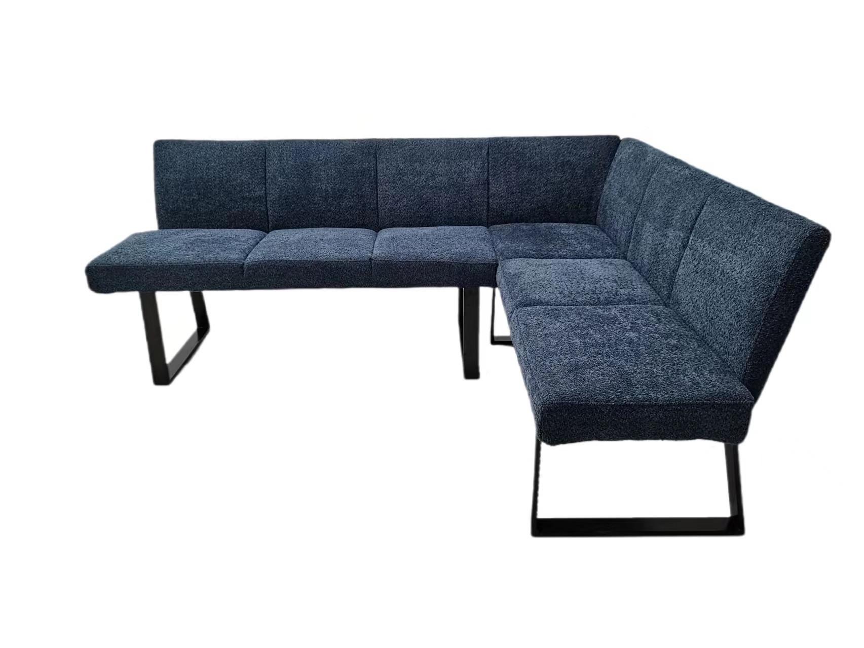 Eckbank Gepolstert Dunkelblau Tampa 190x150 cm - Schwarz/Dunkelblau, MODERN, Textil/Metall (190/150cm) - MID.YOU
