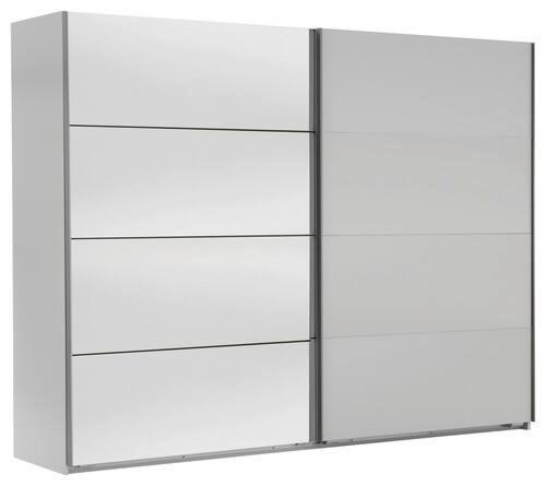 Schwebetürenschrank mit Spiegel 225cm Ernie, Weiß Dekor - Weiß, MODERN, Glas/Holzwerkstoff (225/210/65cm) - MID.YOU