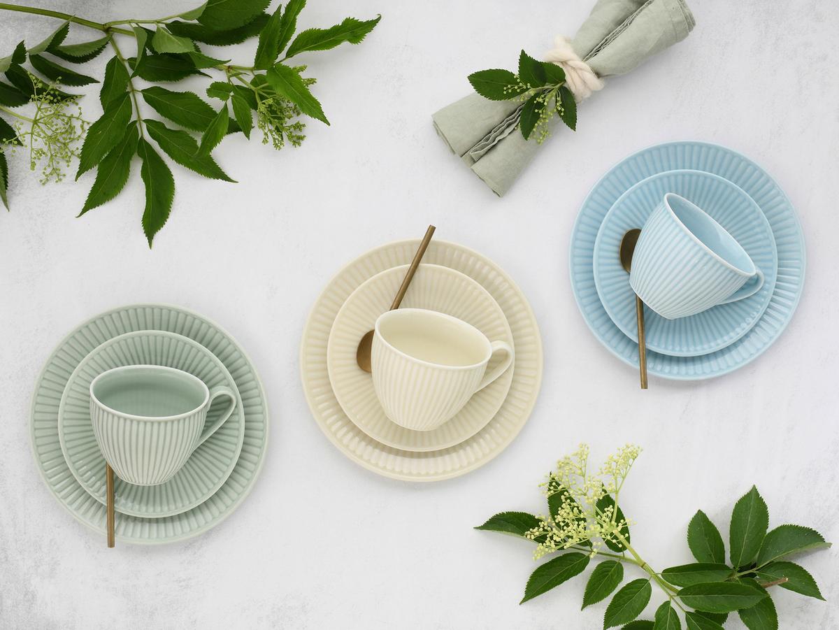 Kaffeeservice Valencia,18 -Teilig. Creme,pastellgrün,pastellblau - Pastellblau/Pastellgrün, Basics, Keramik - Creatable