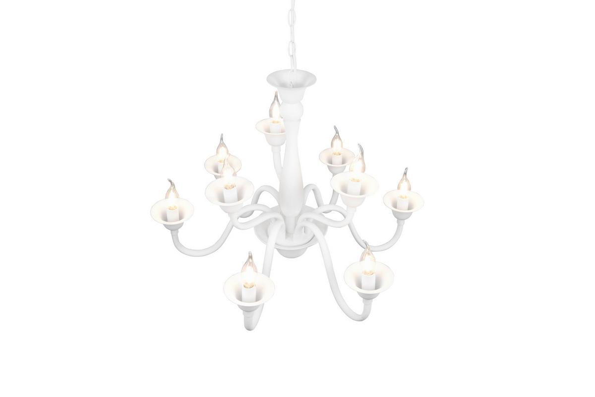 Kronleuchter Elsa 9xe14 Weiß Kunststoff - Weiß, ROMANTIK / LANDHAUS, Kunststoff/Metall (72/150cm) - Trio Leuchten