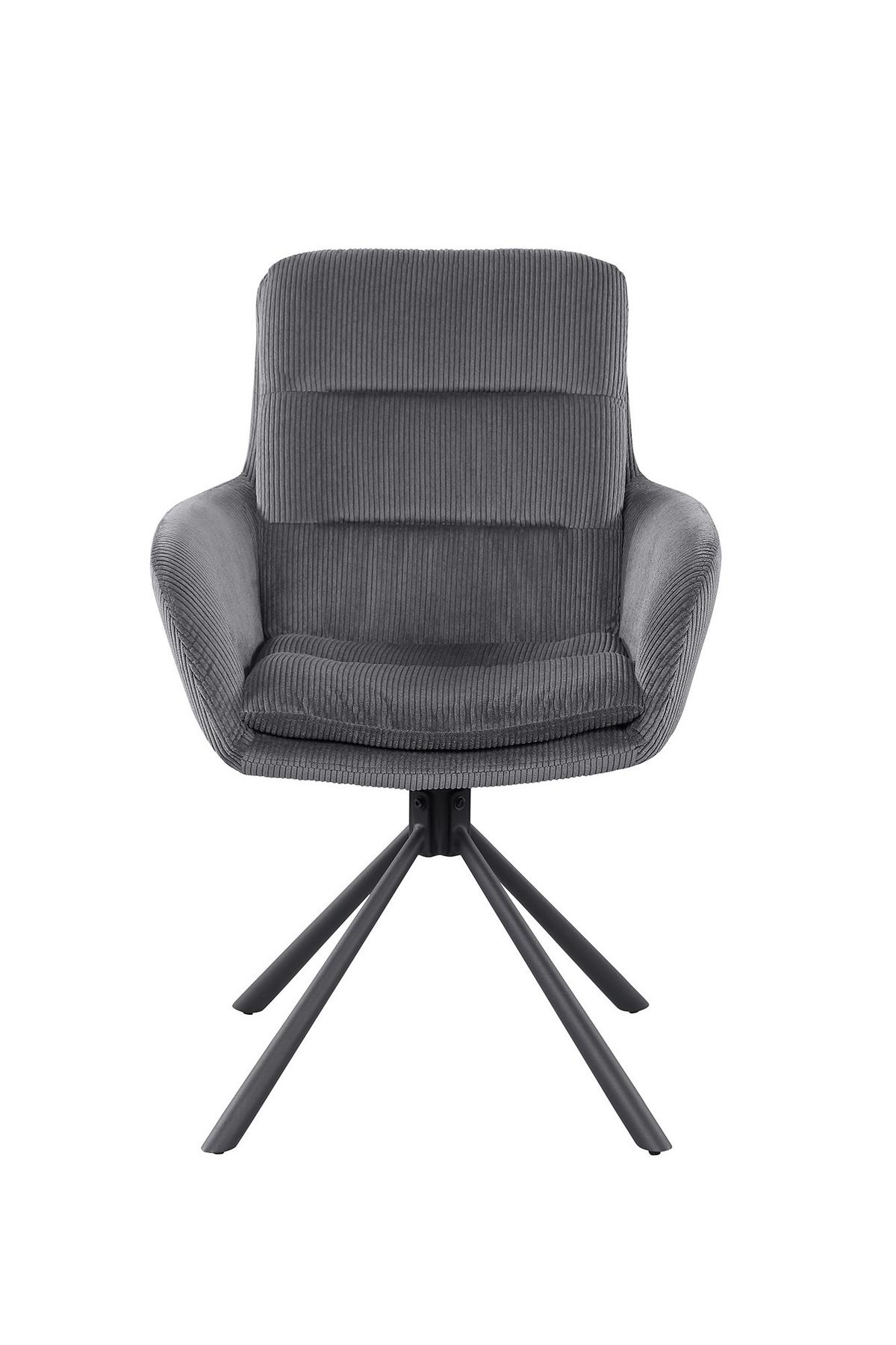 Armlehnstuhl Dunkelgrau B: 60cm - Dunkelgrau/Schwarz, MODERN, Textil/Metall (60/89/64cm) - Livetastic