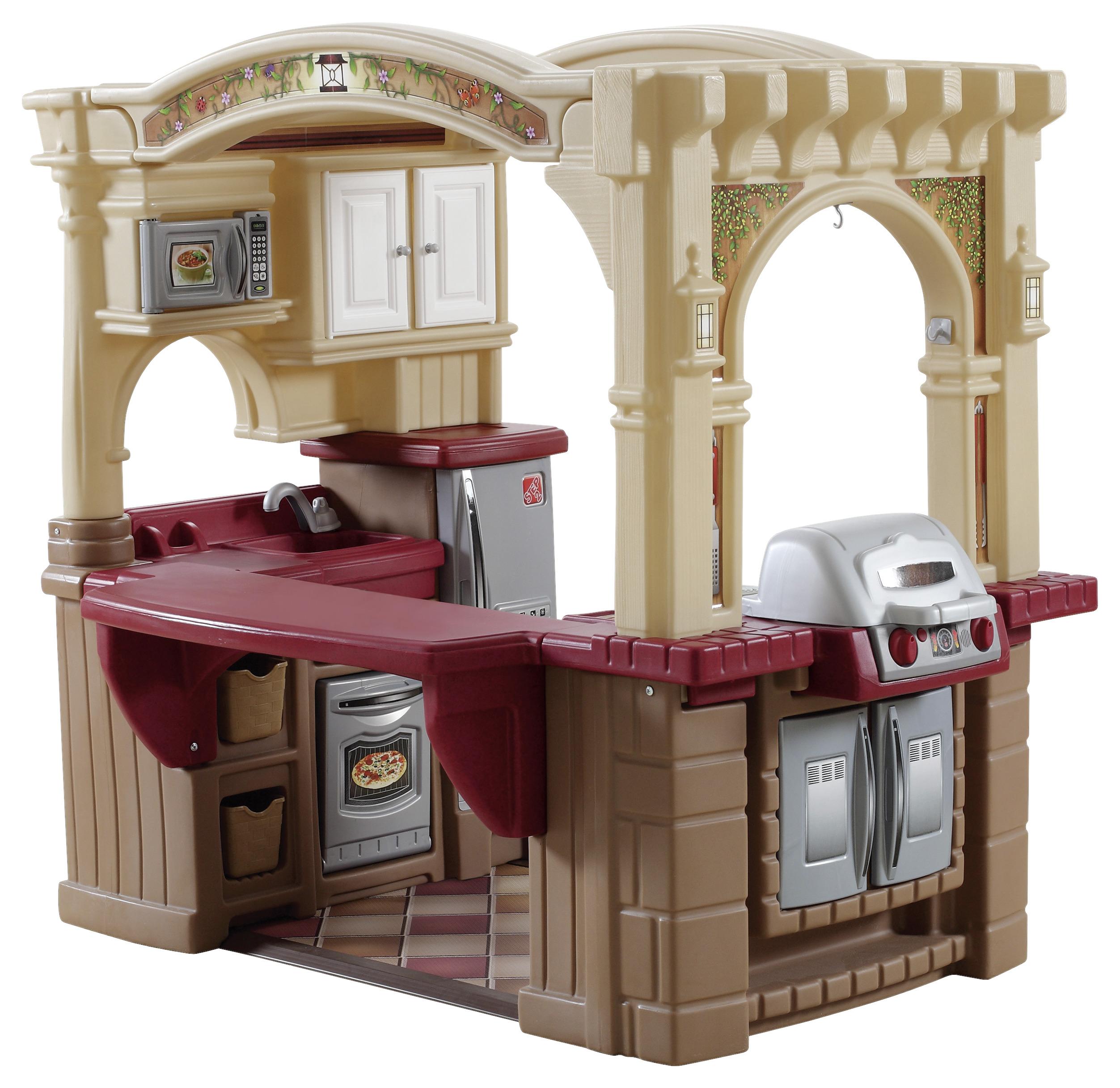 Spielküche Begehbar Kunststoff Ab 2 Jahren Soundeffekte - Beige/Rot, Basics, Kunststoff (129/119,4/92,4cm) - Ambia Garden