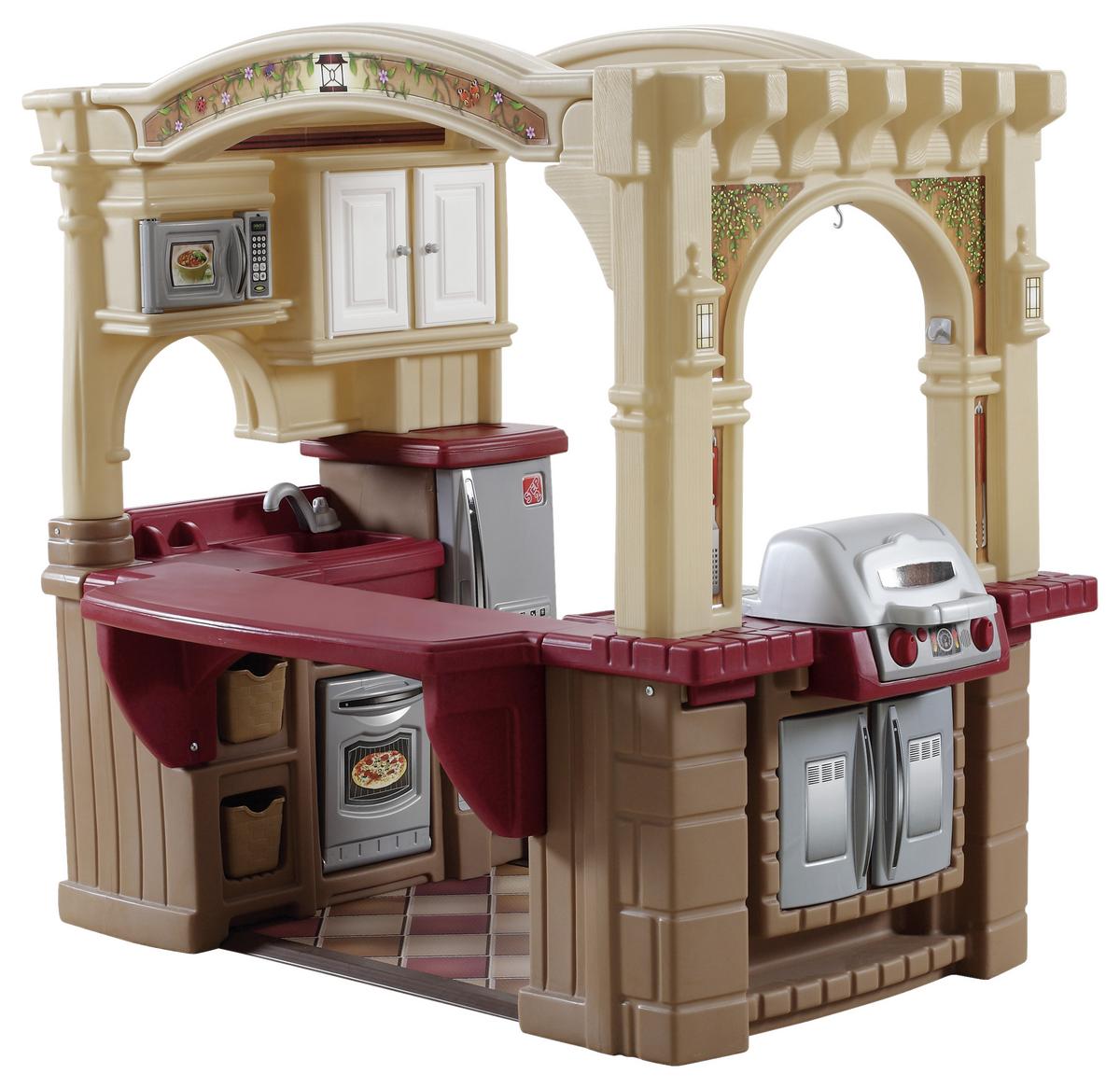 Spielküche Begehbar Kunststoff Ab 2 Jahren Soundeffekte - Beige/Rot, Basics, Kunststoff (129/119,4/92,4cm) - Ambia Garden