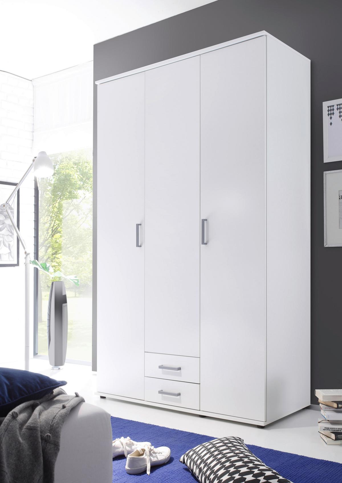 Drehtürenschrank in Weiß - bílá/barvy hliníku, Konvenční, kompozitní dřevo/plast (119,6/196,3/53,5cm) - Mömax