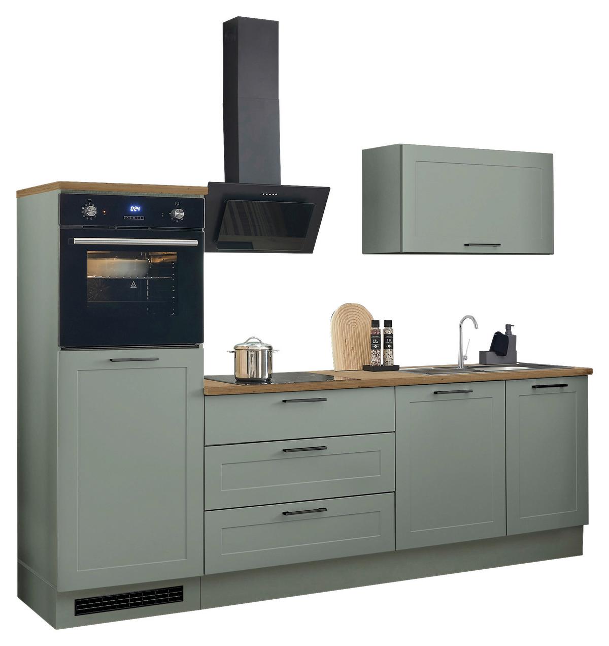 Küchenblock Marseillie Grün/eiche Dekor B: 260 Cm - Eiche Artisan/Grün, Design, Holzwerkstoff (260cm) - MID.YOU