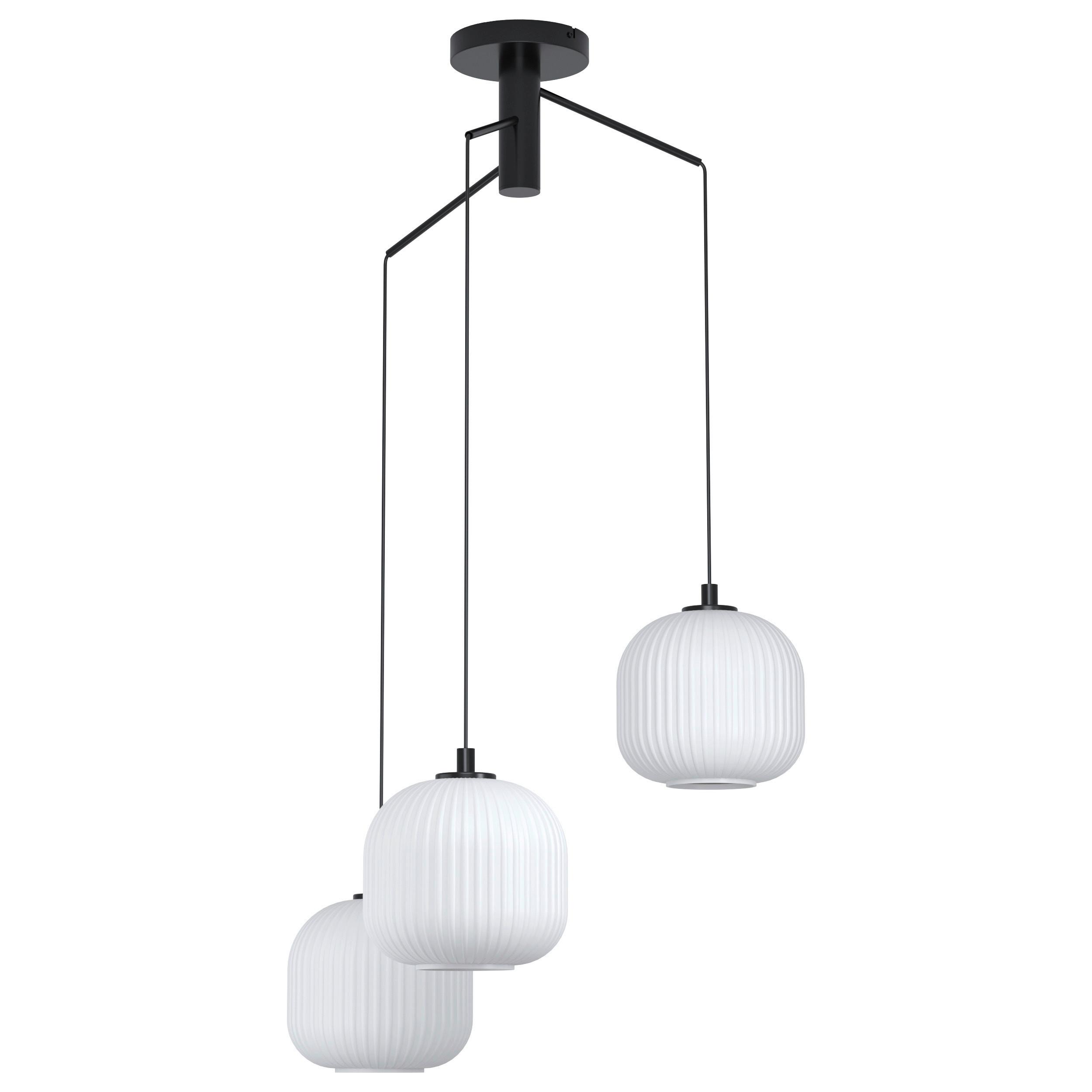Hängeleuchte Mantunalle H: 110 cm 3-Flammig - Schwarz/Weiß, Design, Glas/Metall (62/110cm) - Eglo