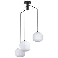 Hängeleuchte Mantunalle H: 110 cm 3-Flammig - Schwarz/Weiß, Design, Glas/Metall (62/110cm) - Eglo