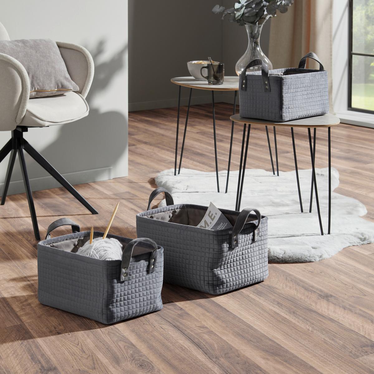 Korb Nina - L - Grau, Basics, Kunststoff/Textil (36/26/20cm) - James Wood