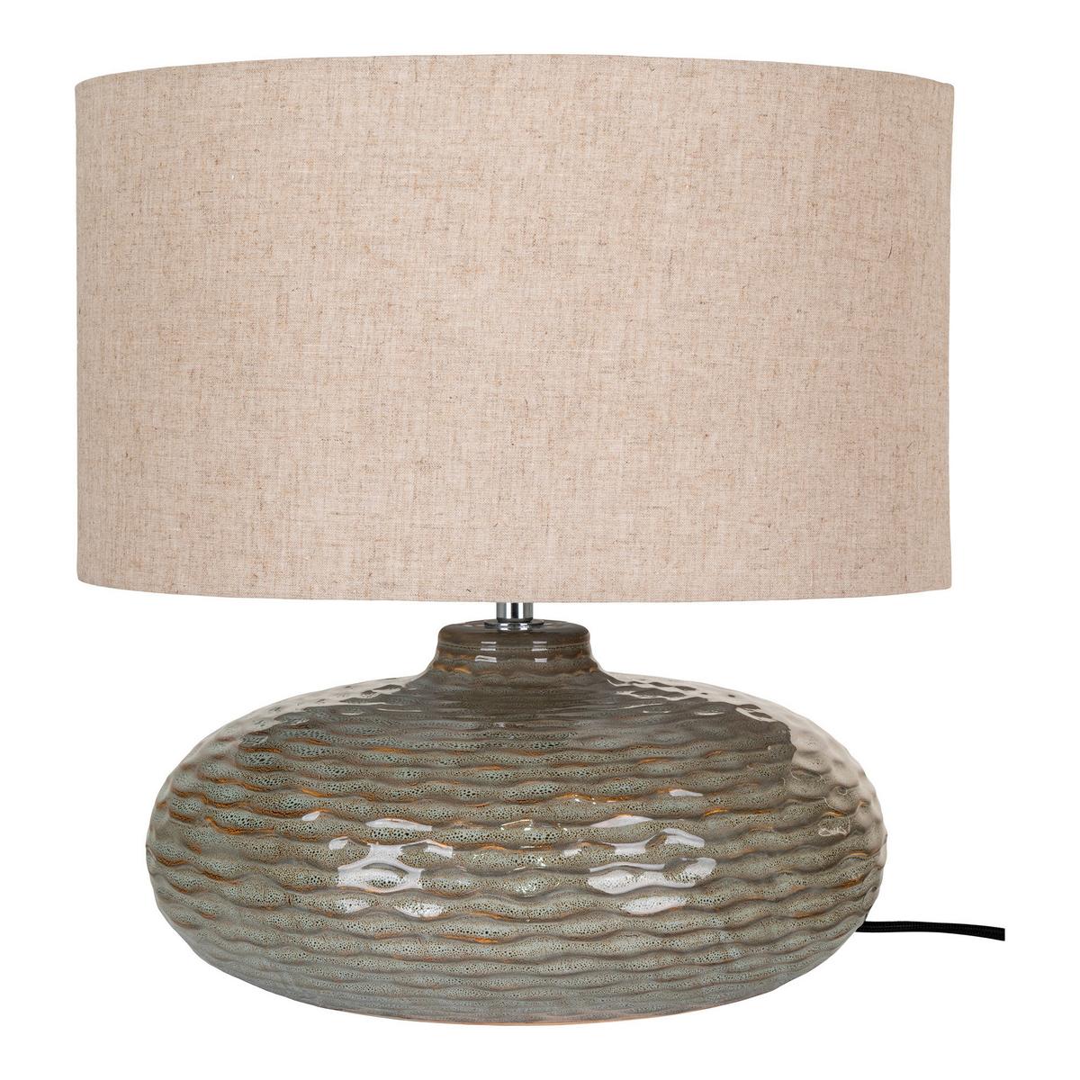 Tischleuchte Oldham Table Lamp - Beige/Silberfarben, Basics, Keramik/Textil (36/44cm)
