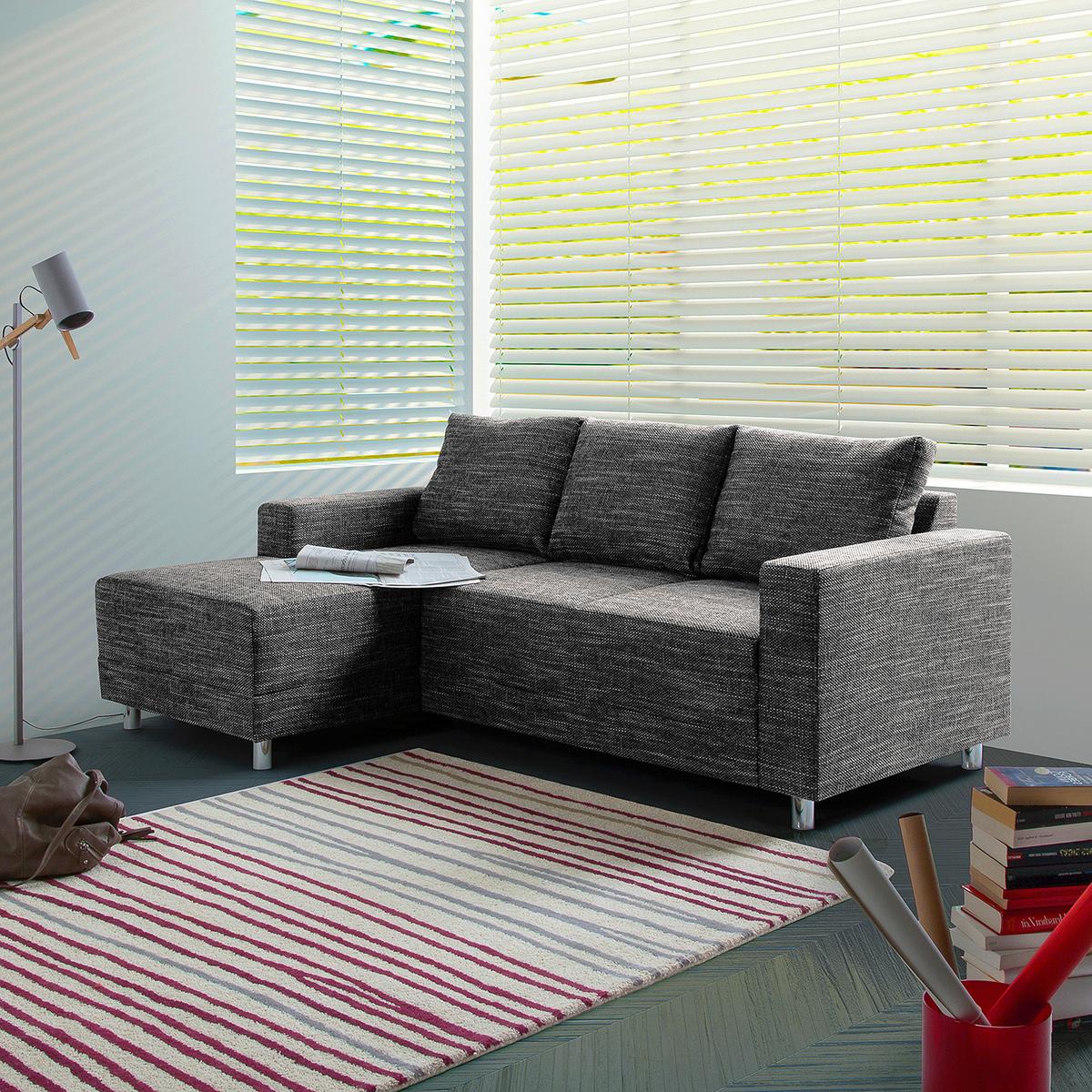 Ecksofa Grenwood Dunkelgrau S: 144x200 Cm - Chromfarben/Dunkelgrau, Design, Textil (144/200cm) - MID.YOU