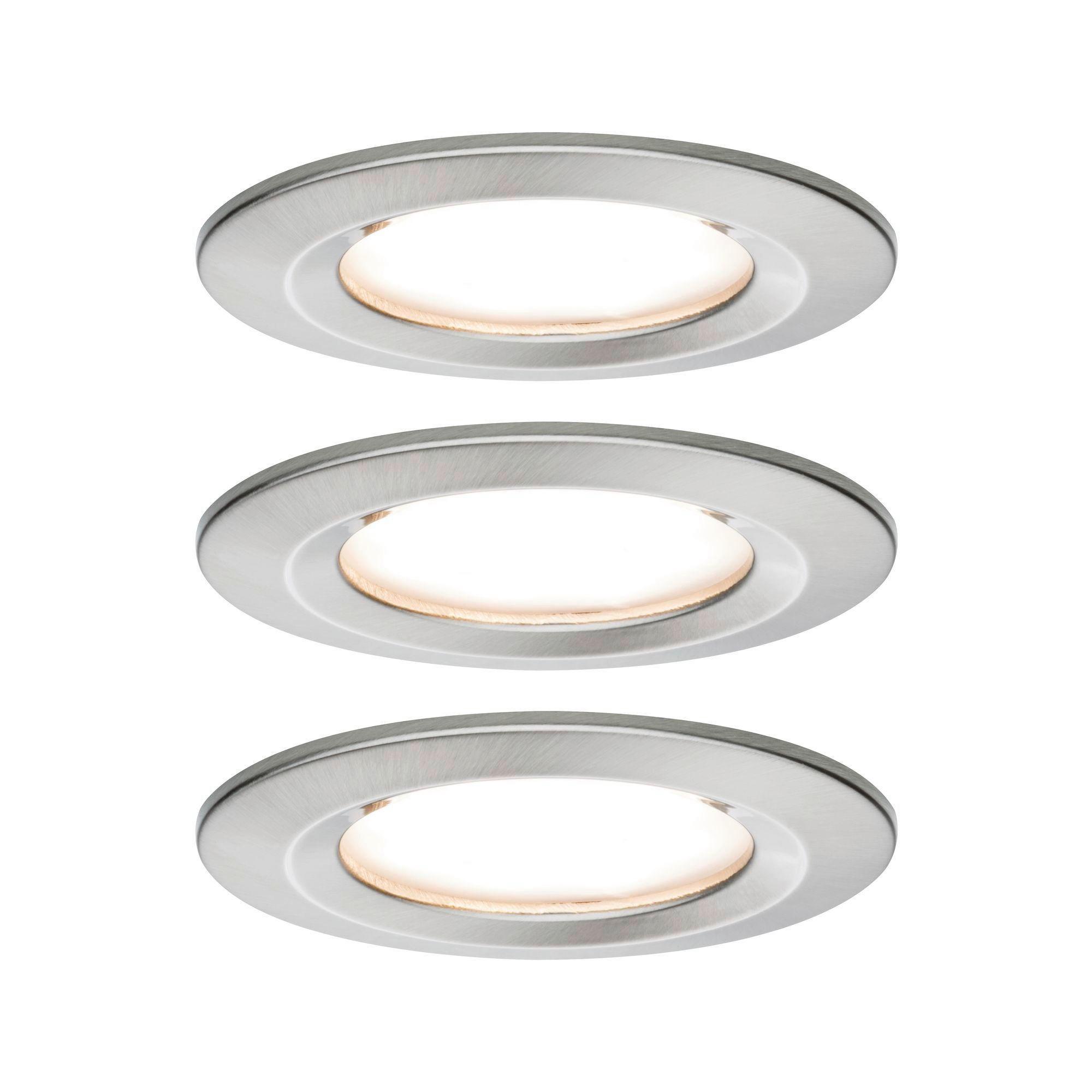 Deckenleuchte 3er-Set Ø 8,4 cm, dimmbar, Rund - Alufarben, Basics, Metall (8,4cm) - Paulmann