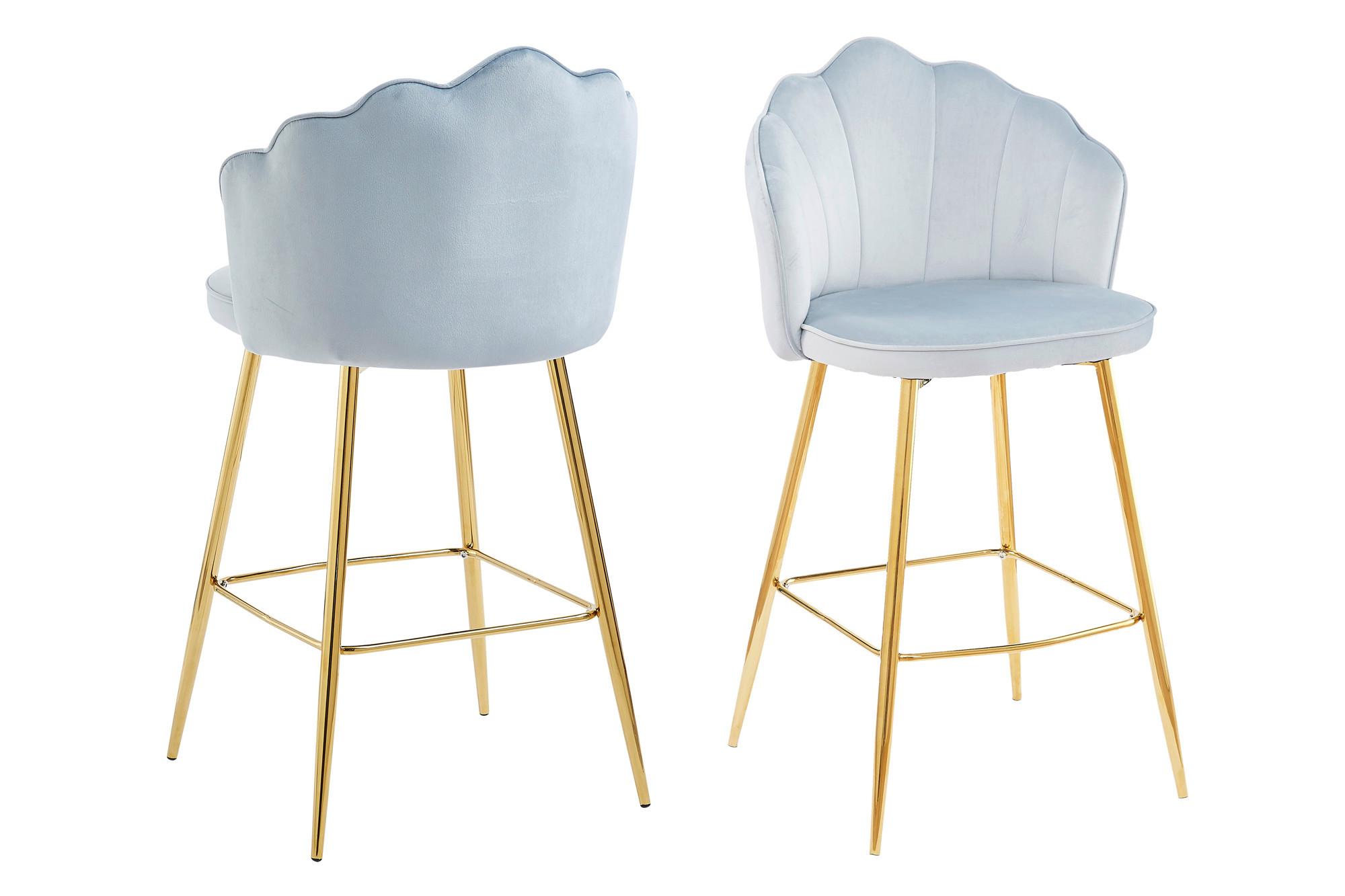 Barhocker-Set Hellgrau B: 52 cm - Goldfarben/Hellgrau, MODERN, Textil/Metall (52/100/54cm) - Livetastic