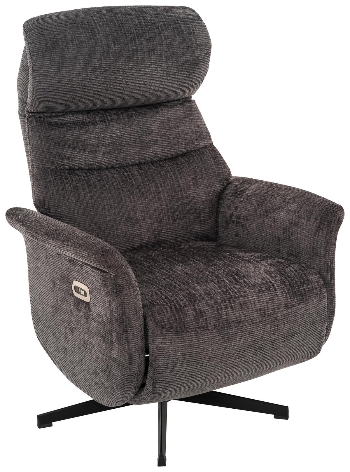 Relaxsessel Manila Chenille Anthrazit, B: 73 Cm - Anthrazit/Schwarz, MODERN, Textil/Metall (73/113/89cm)