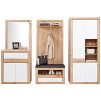 Garderoben-set Kashmir New Weiß/eiche Dekor 6-Tlg. - Eichefarben/Weiß, MODERN, Holzwerkstoff (252/192/41cm) - James Wood