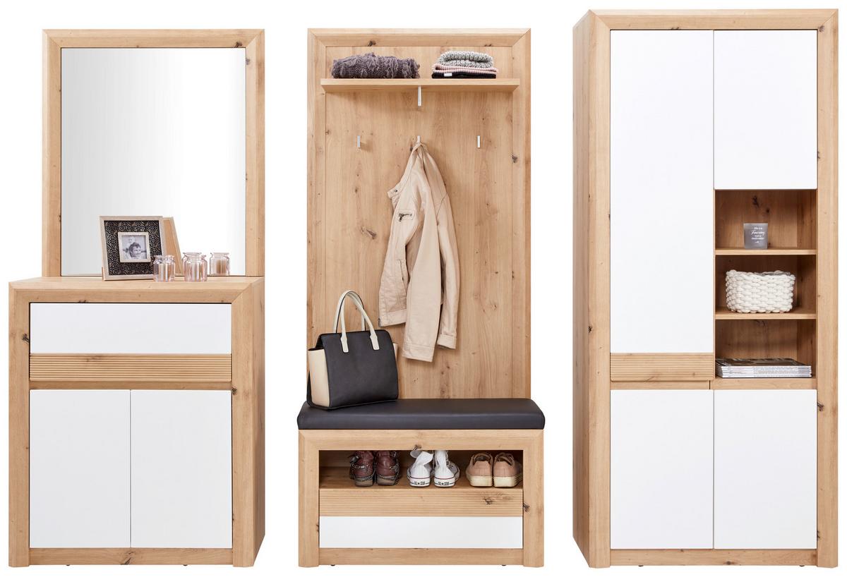 Garderoben-set Kashmir New Weiß/eiche Dekor 6-Tlg. - Eichefarben/Weiß, MODERN, Holzwerkstoff (252/192/41cm) - James Wood