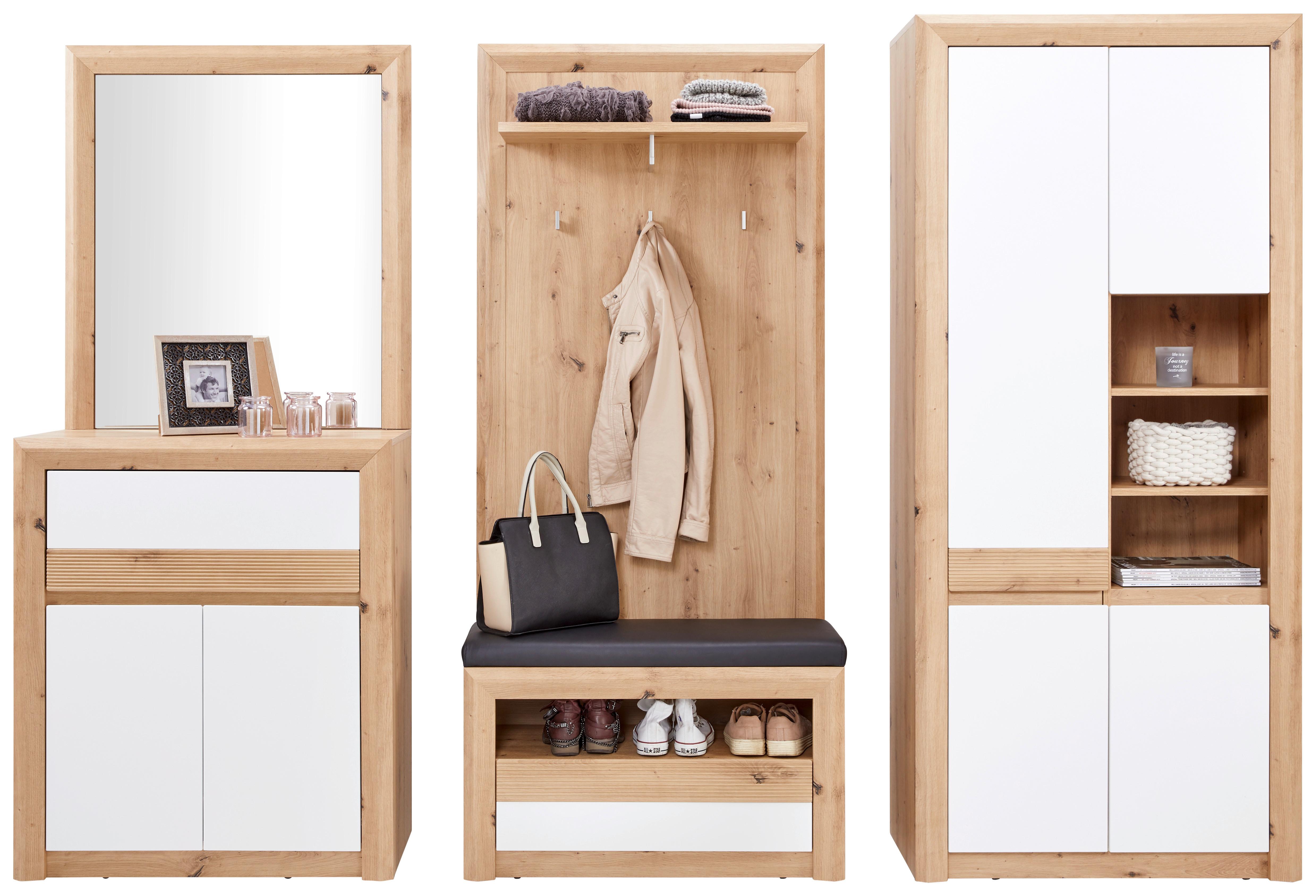 Garderoben-Set Kashmir New Weiß/Eiche Dekor 6--Teilig.