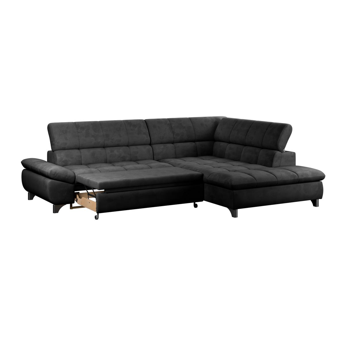 Ecksofa Gemini Schwarz, B: 312cm - Chromfarben/Anthrazit, KONVENTIONELL, Textil (312/234cm)