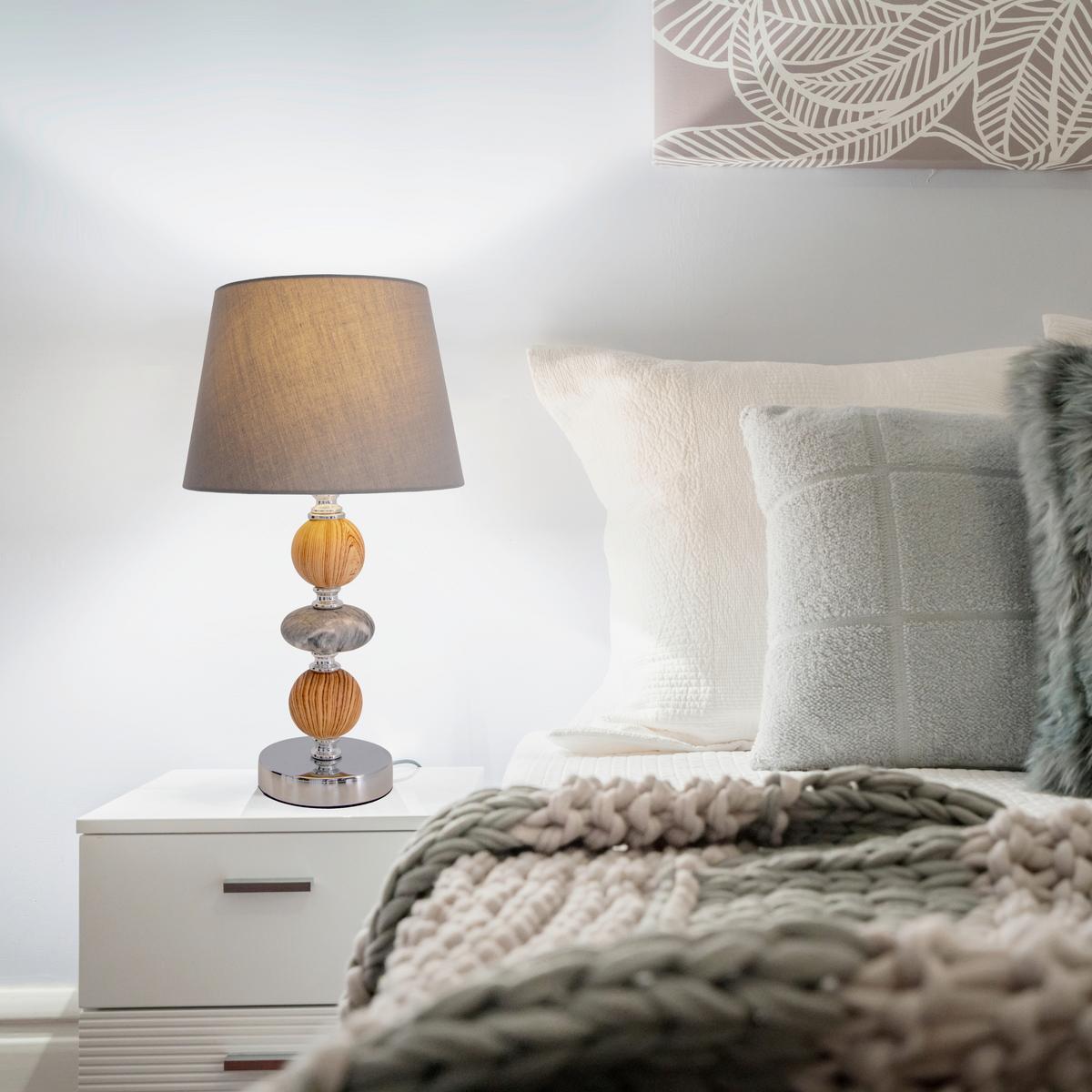 Tischlampe Braun/Grau/ Chromfarben mit Kippschlater - Chromfarben/Braun, Design, Keramik/Textil (20/36cm) - Näve