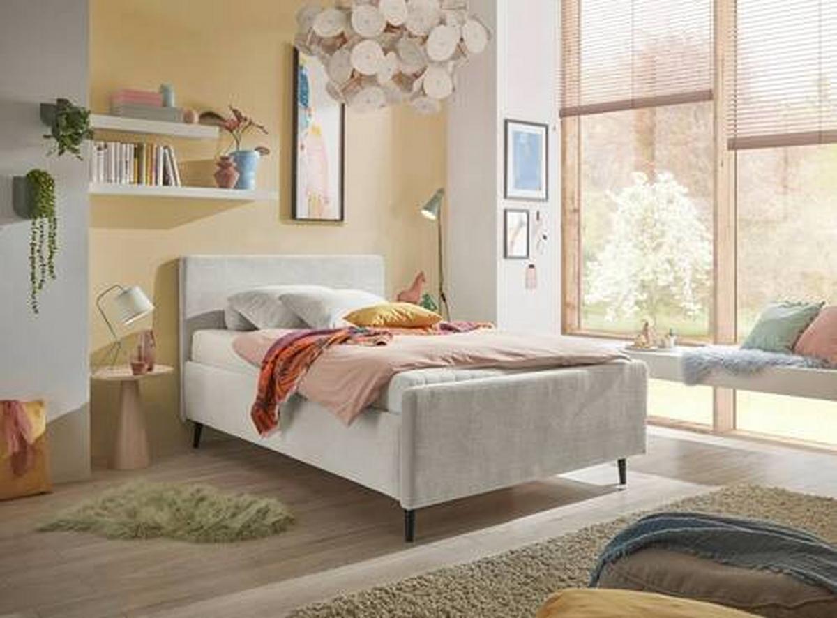 Polsterbett Peach - Creme/Schwarz, MODERN, Holzwerkstoff/Textil (140/200cm) - MID.YOU
