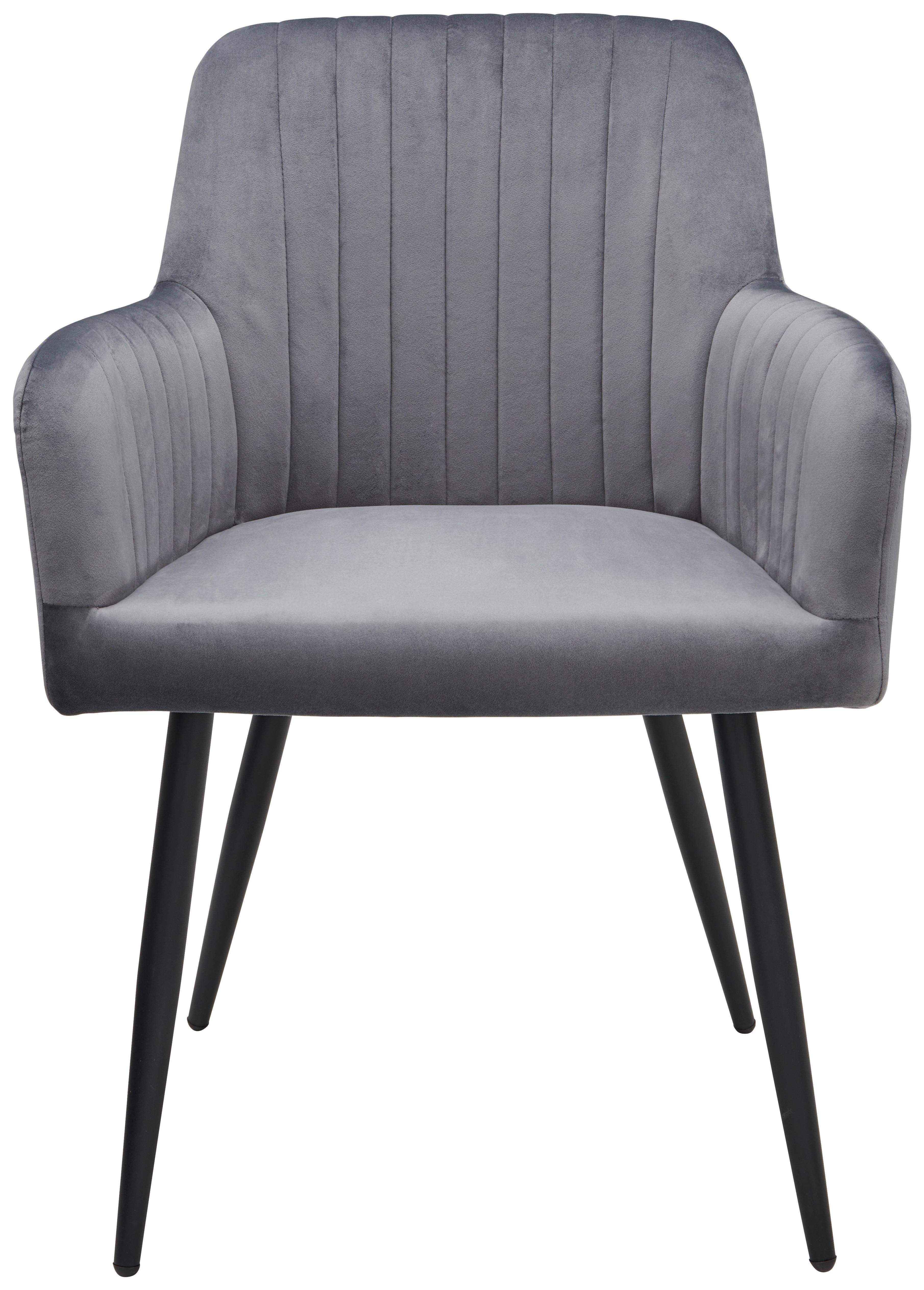 Armlehnstuhl Tommy Blau/Schwarz Gepolstert - Blau/Schwarz, MODERN, Textil/Metall (62/86/64cm) - MID.YOU