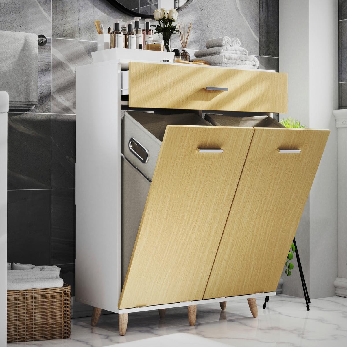 Midischrank Landos M Weiß/Hongieichefarben, B: 79cm - Honigeiche/Weiß, MODERN, Holzwerkstoff/Kunststoff (79/107/35cm) - MID.YOU