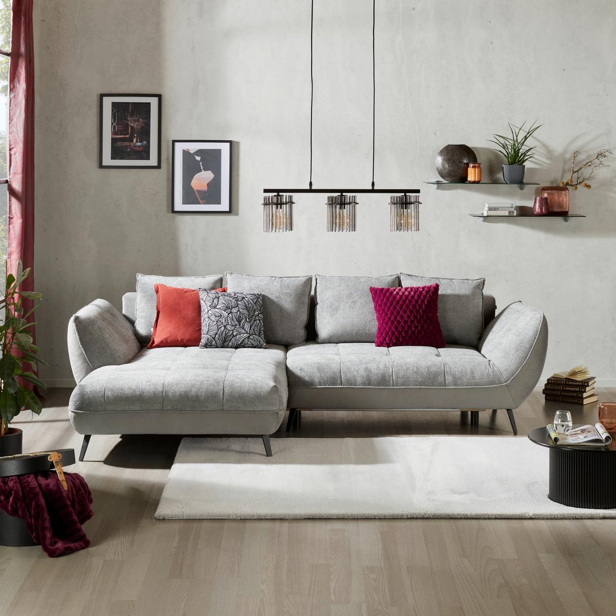 Ecksofa Midway - Schwarz/Grau, MODERN, Holz/Holzwerkstoff (187/282cm)