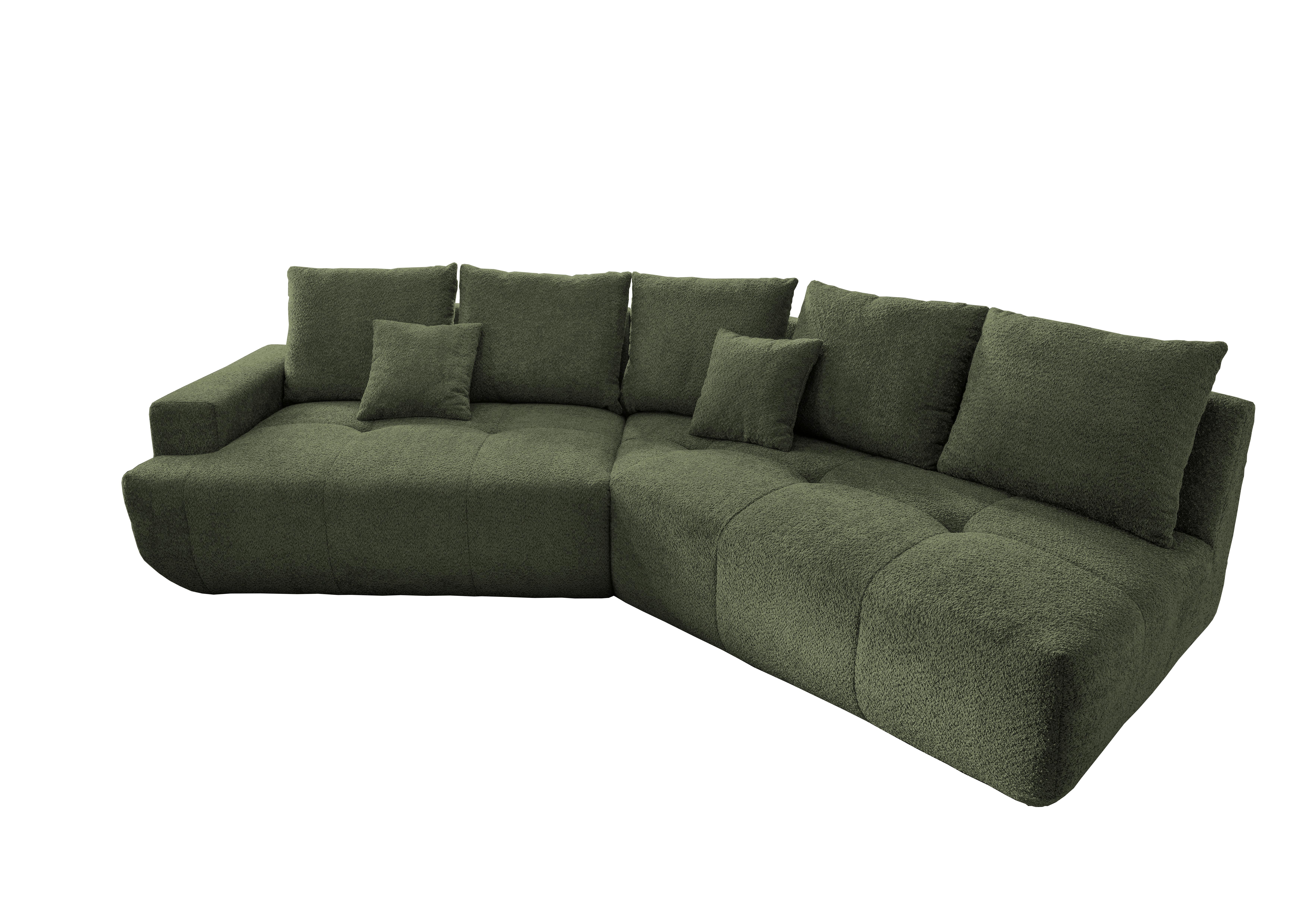 Big Sofa Fertilia Bouclé Dunkelgrün, B: 323 cm - Dunkelgrün/Schwarz, MODERN, Textil (323/91/155cm) - Livetastic