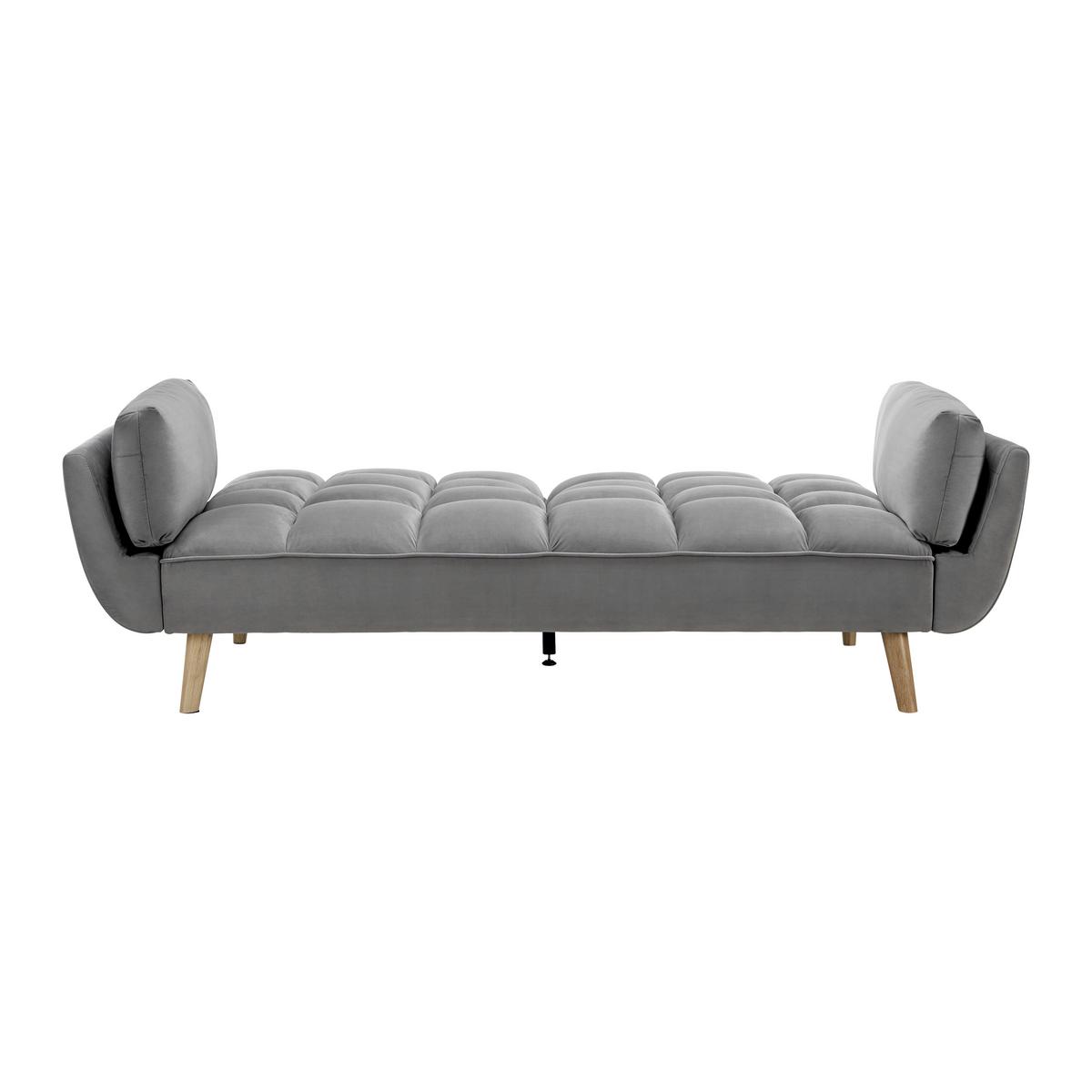Rozkladacia pohovka CORA, sivý zamat, max. 360 kg - sivá/prírodná farba, Modern, drevo/textil (214/92/81cm) - Bessagi Home