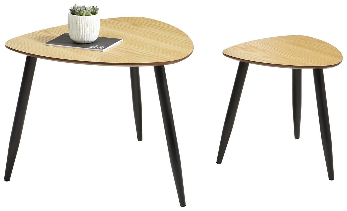 Beistelltisch 2er-set Aars, Eiche/schwarz - Schwarz/Naturfarben, LIFESTYLE, Holz/Holzwerkstoff (40/80/40/60/40/48cm) - MID.YOU